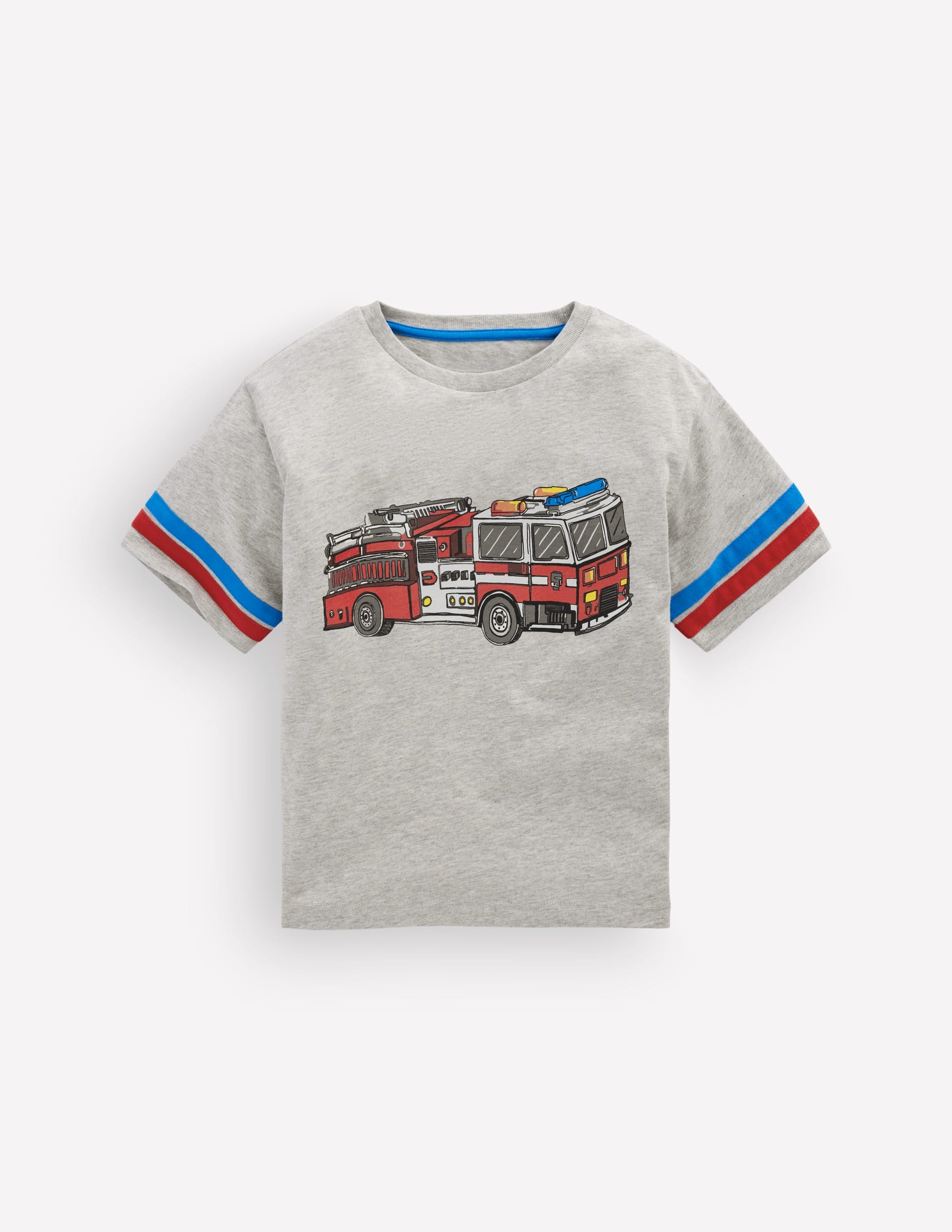 T-shirt graphique colourblock-Camion de pompiers gris chiné-1