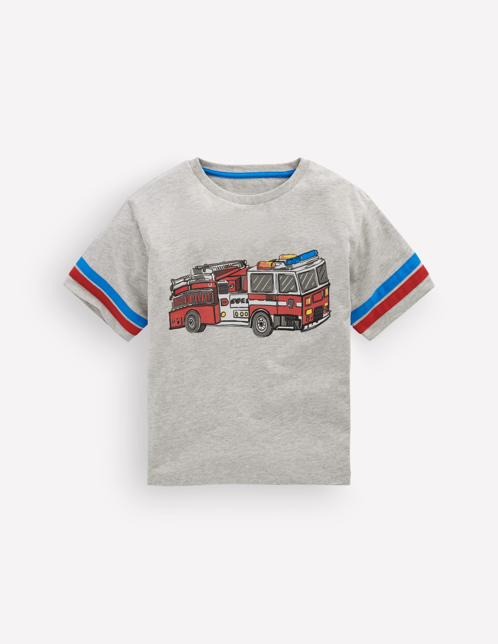 T-shirt graphique colourblock-Camion de pompiers gris chiné - Image 1