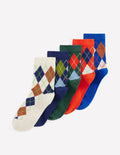 Gerippte Socken im 5er-Pack für Jungen-Bunt, Argyle-Muster