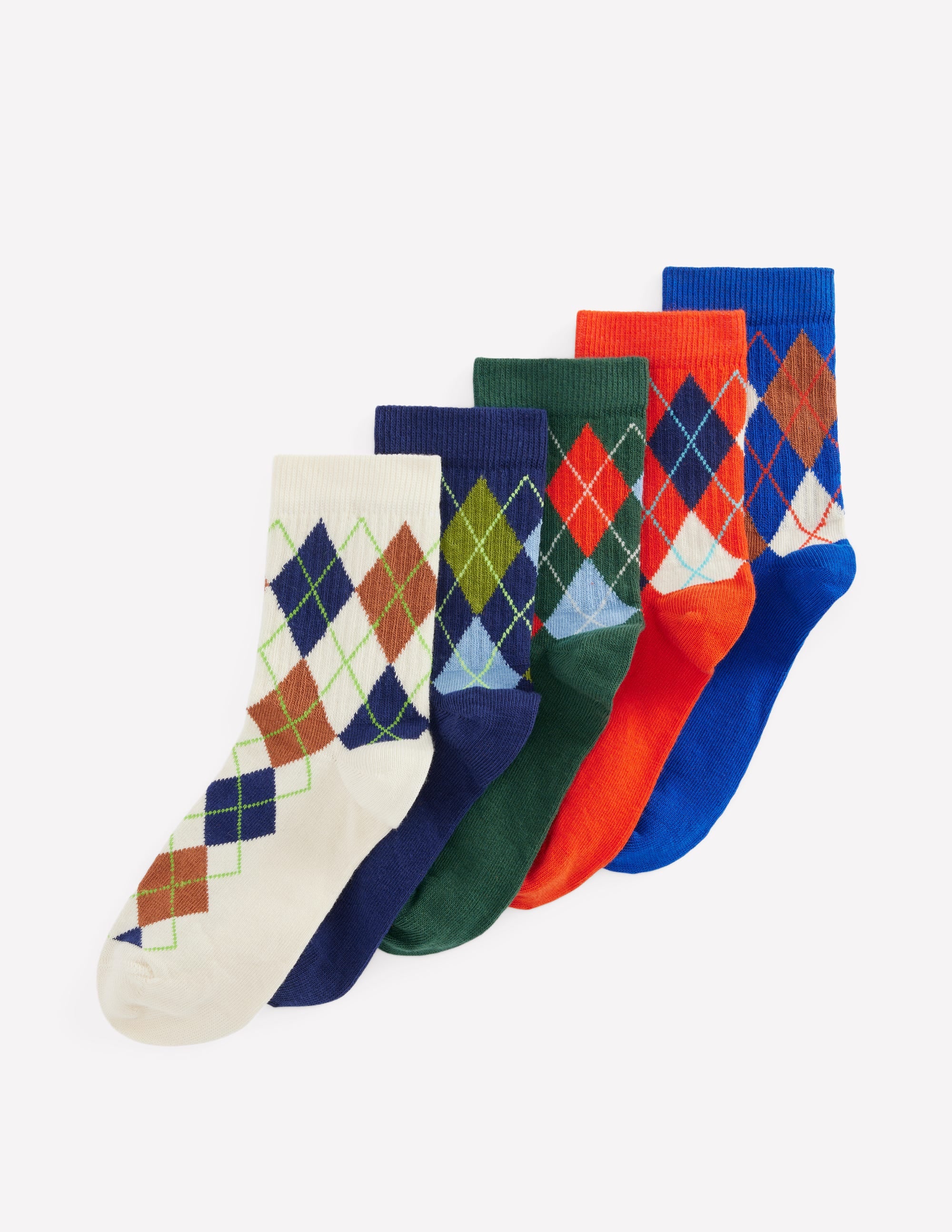 Gerippte Socken im 5er-Pack für Jungen-Bunt, Argyle-Muster - Image 1