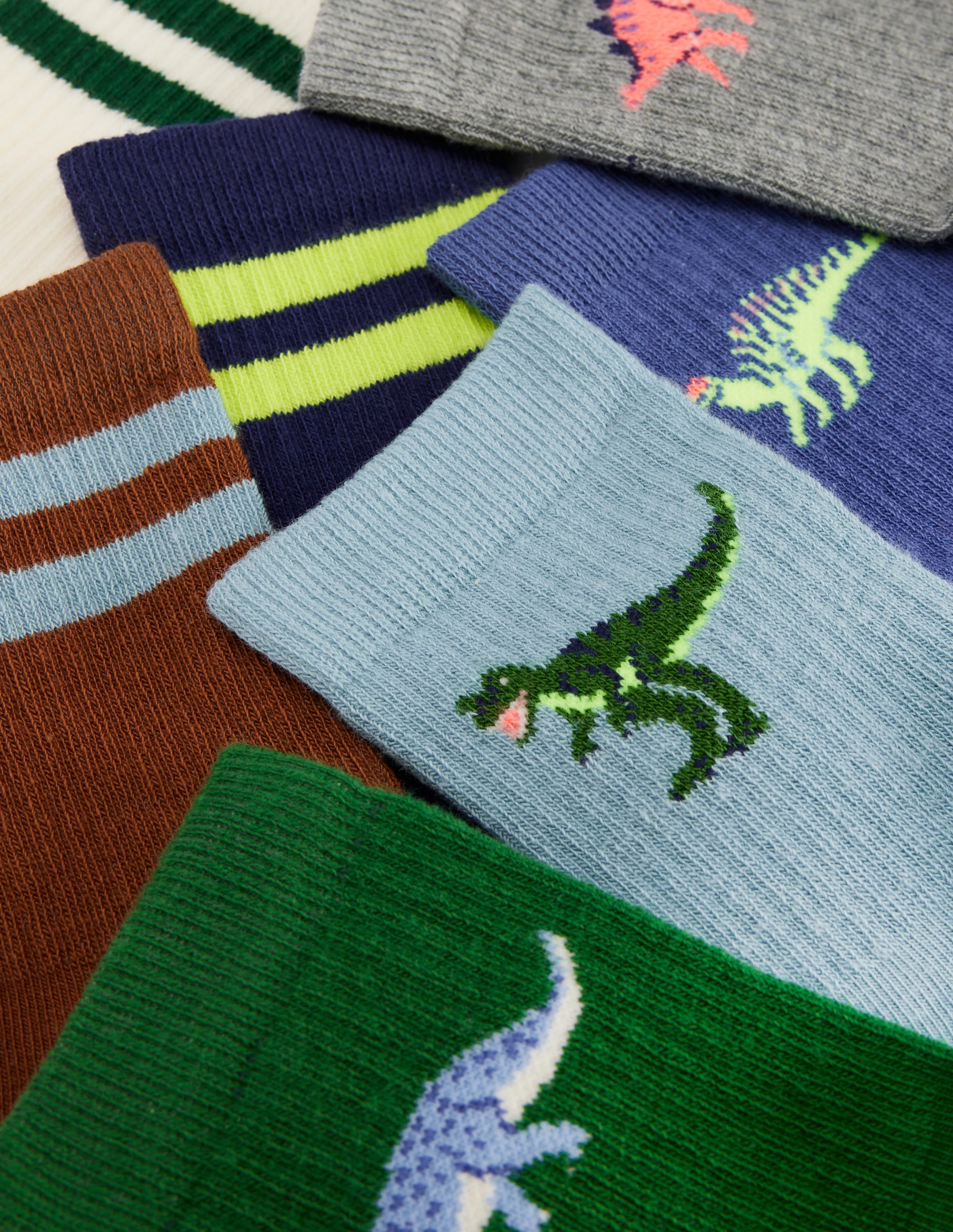 7 Pack Ribbed Socks (Boys)-Dinos - Image 2