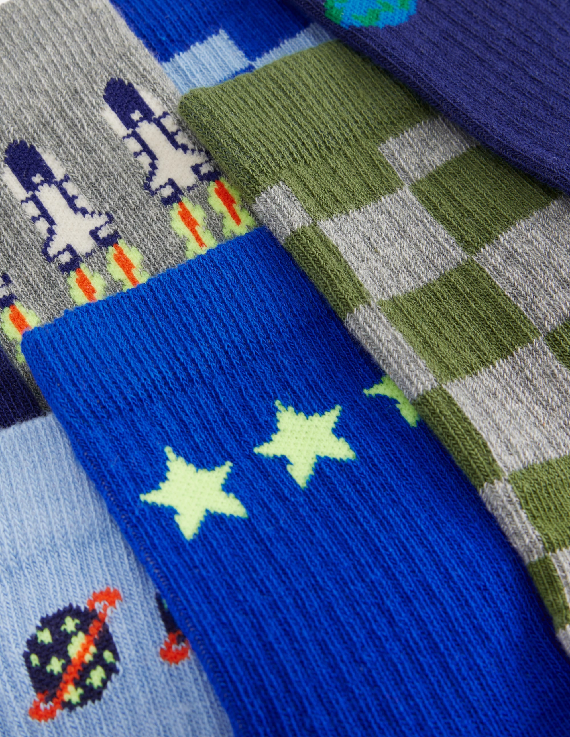 Rippstrick-Socken im 7er-Pack-Weltall Schachbrettmuster - Image 2