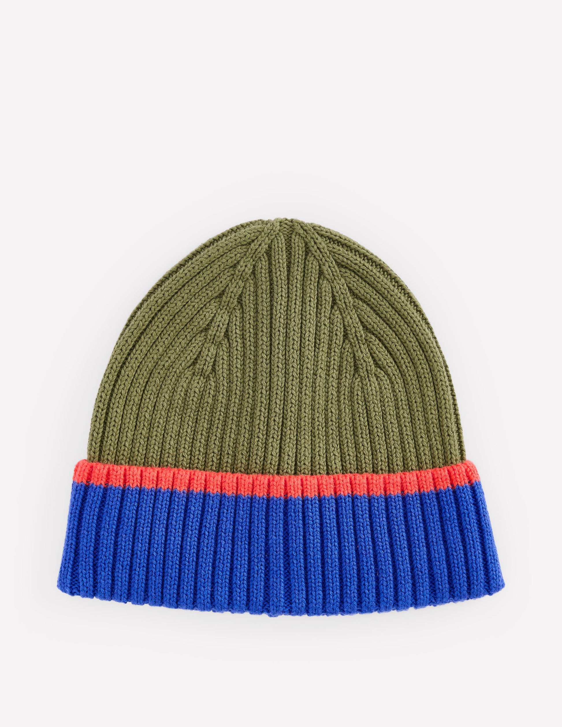 Bonnet côtelé en coton garçon-Colourblock olive-1
