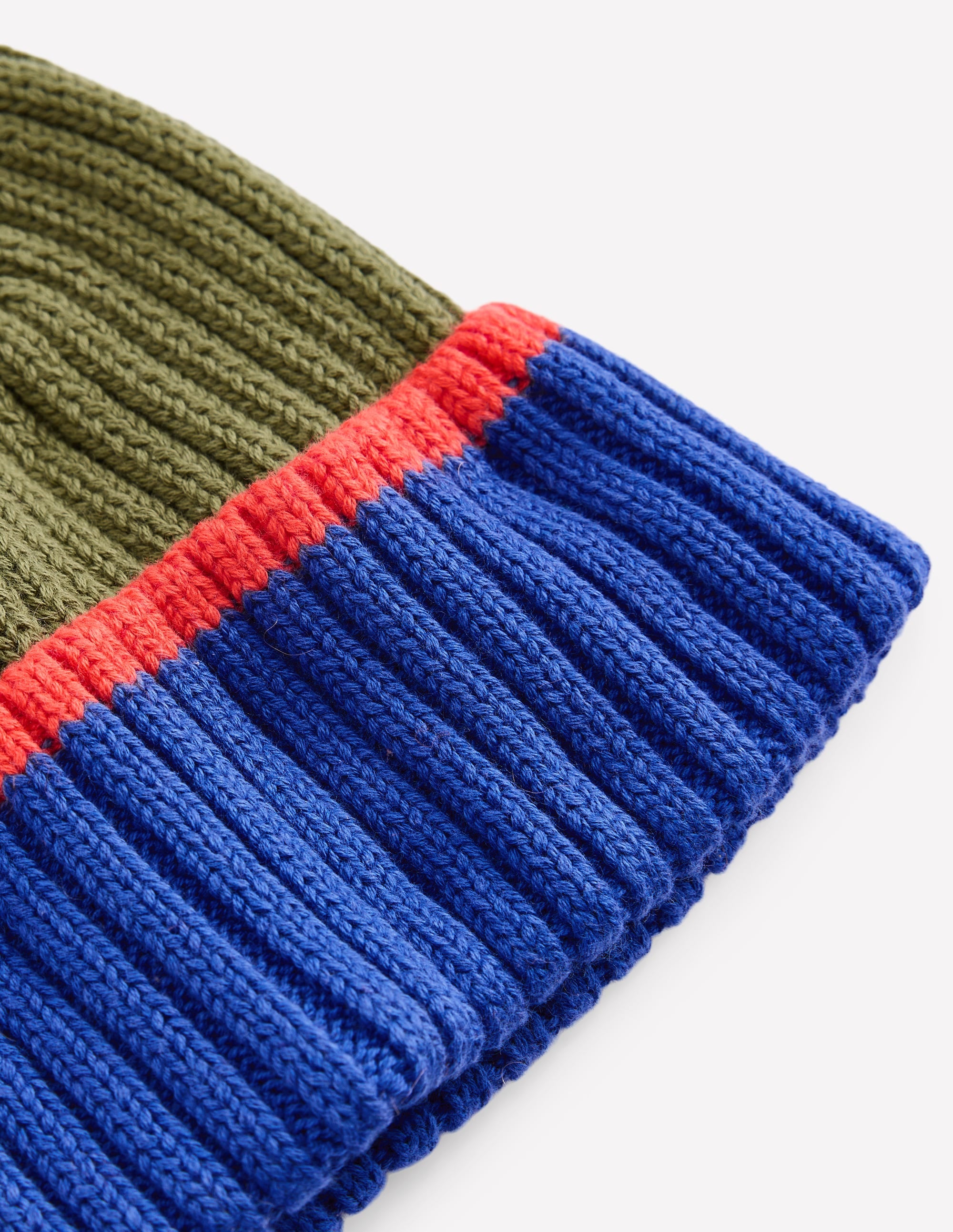 Bonnet côtelé en coton garçon-Colourblock olive - Image 2