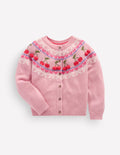Edie Fair-Isle-Strickjacke-Vintage-Rosa Meliert Kirschen