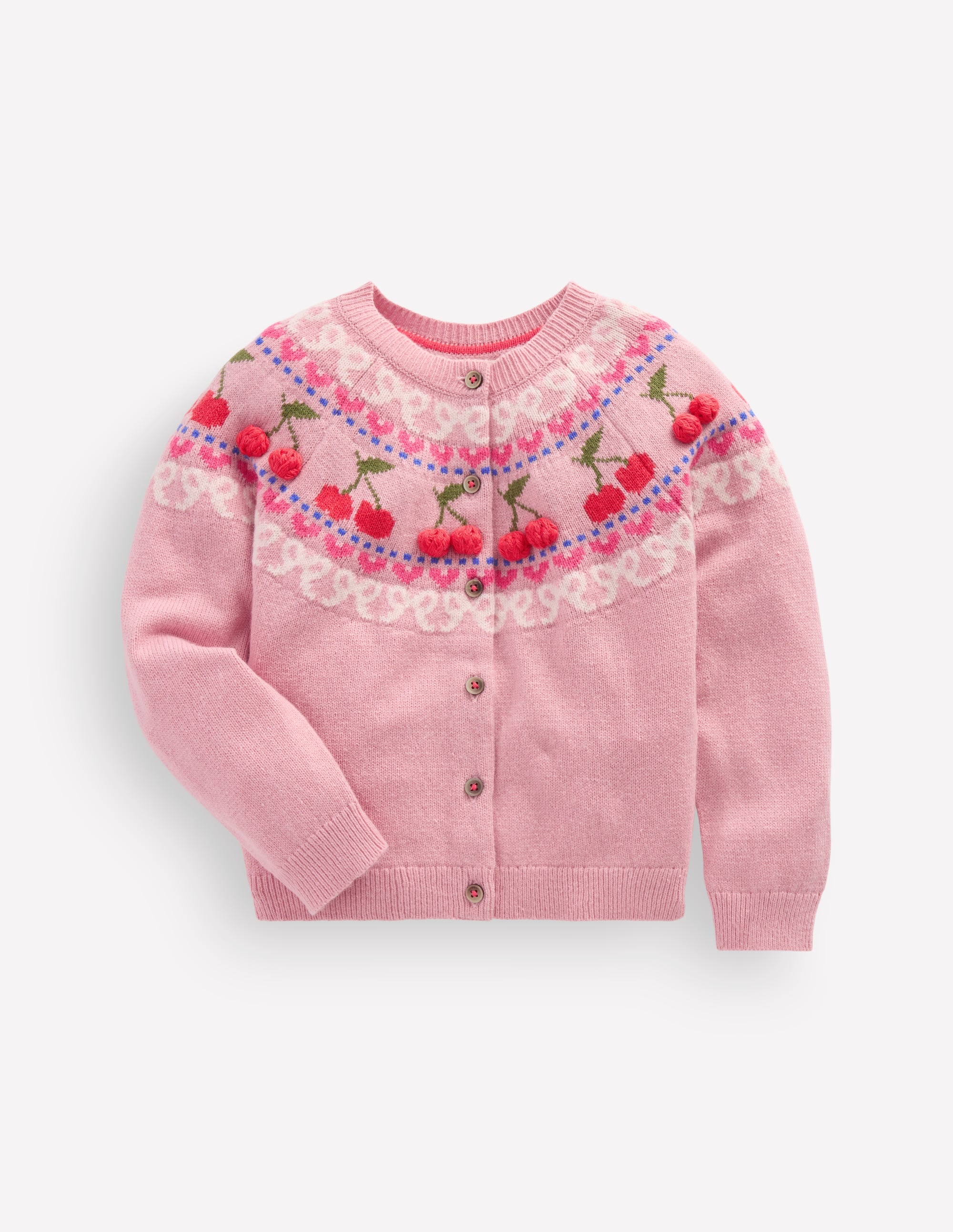 Edie Fair-Isle-Strickjacke-Vintage-Rosa Meliert Kirschen - Image 2