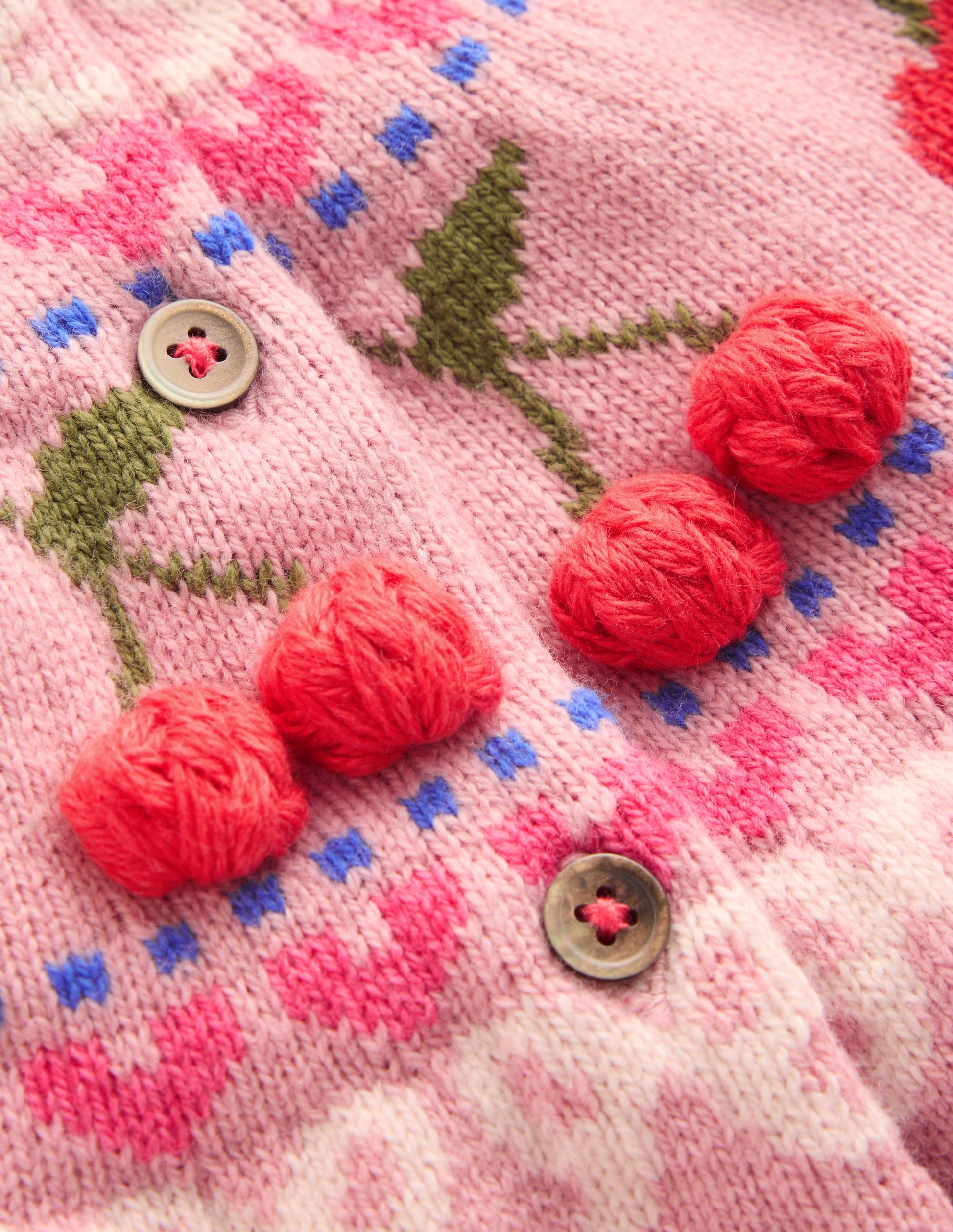 Edie Fair-Isle-Strickjacke-Vintage-Rosa Meliert Kirschen-4
