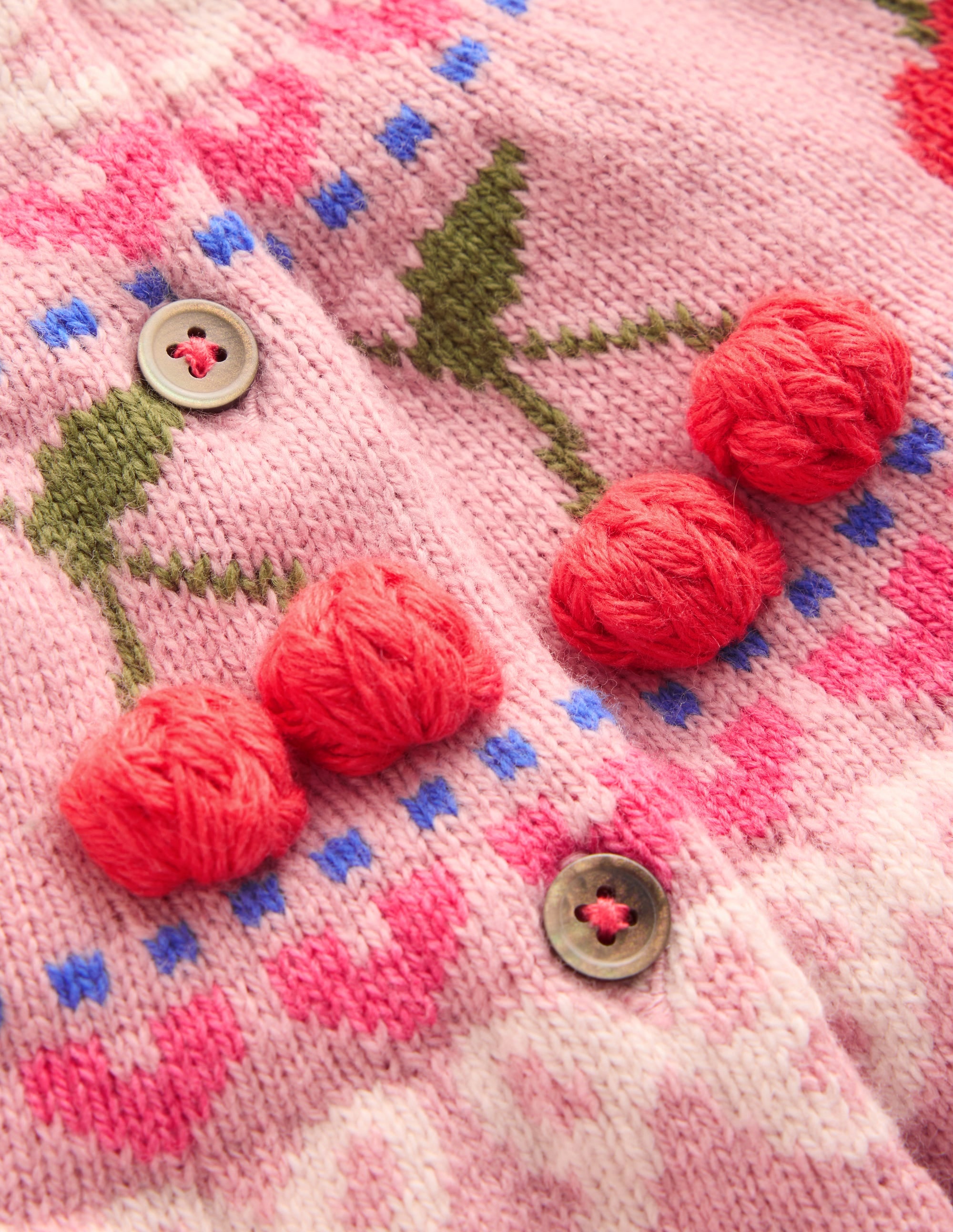 Edie Fair-Isle-Strickjacke-Vintage-Rosa Meliert Kirschen - Image 4