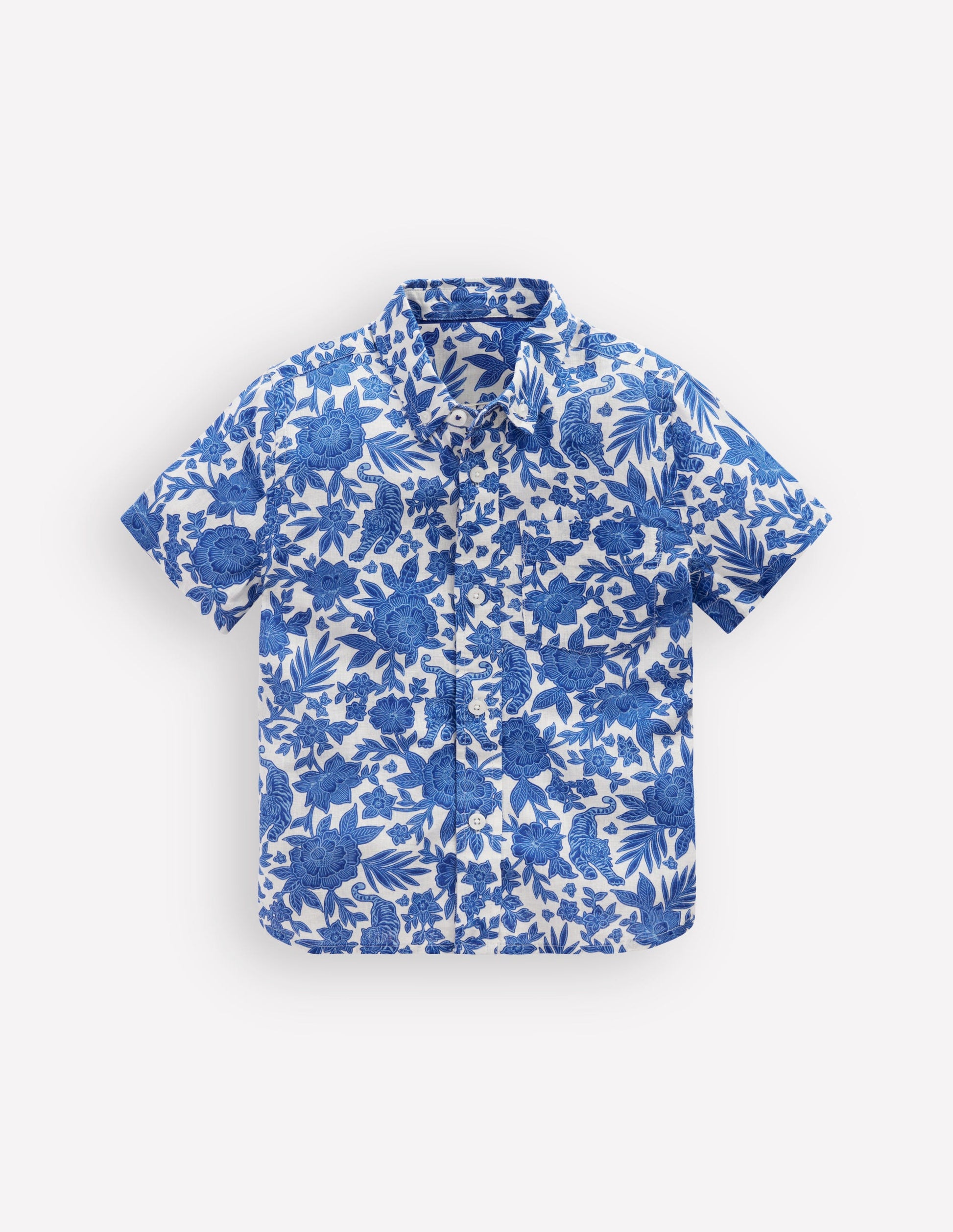 Chemise en coton et lin-Motif xylographique jungle-1
