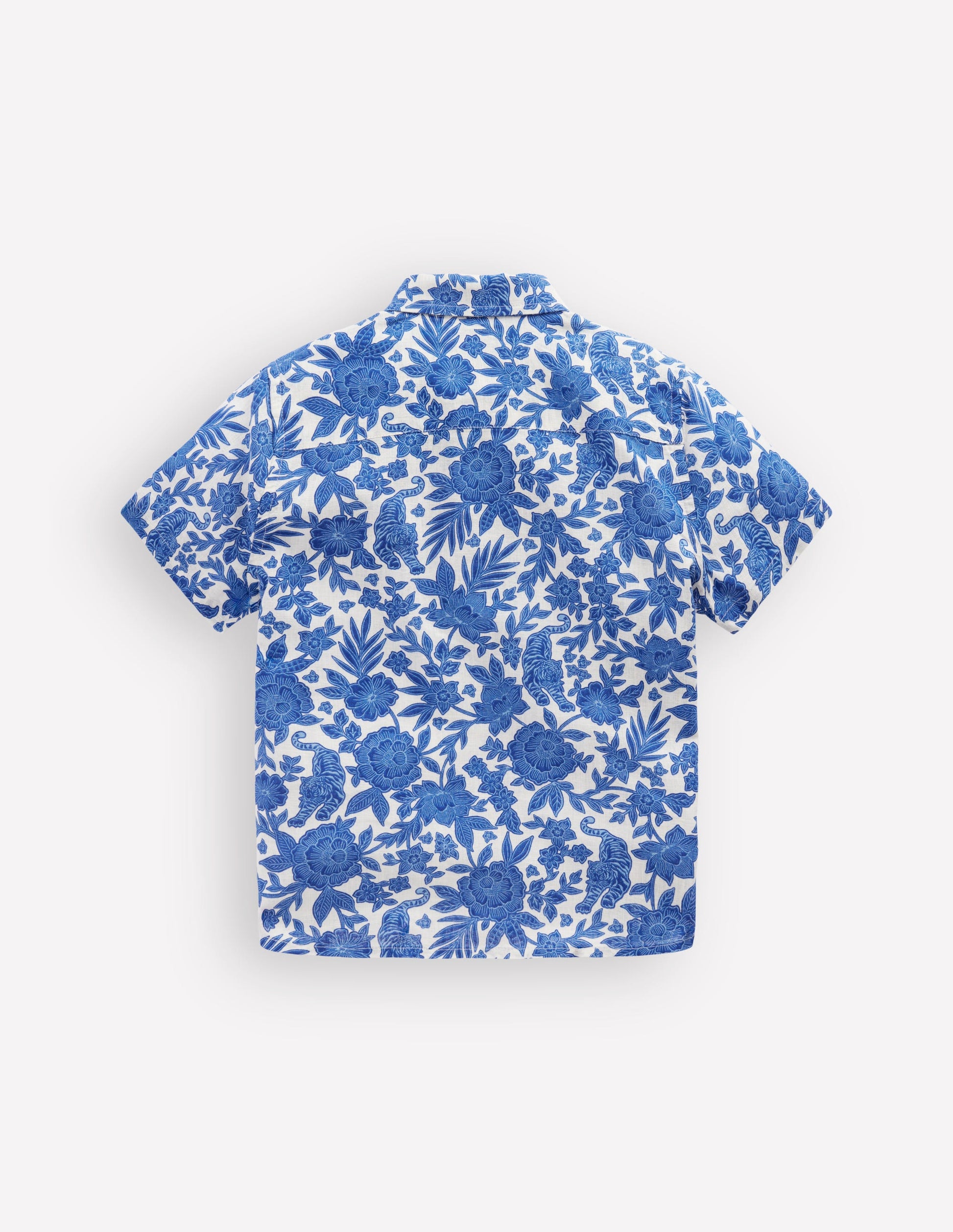Chemise en coton et lin-Motif xylographique jungle-2