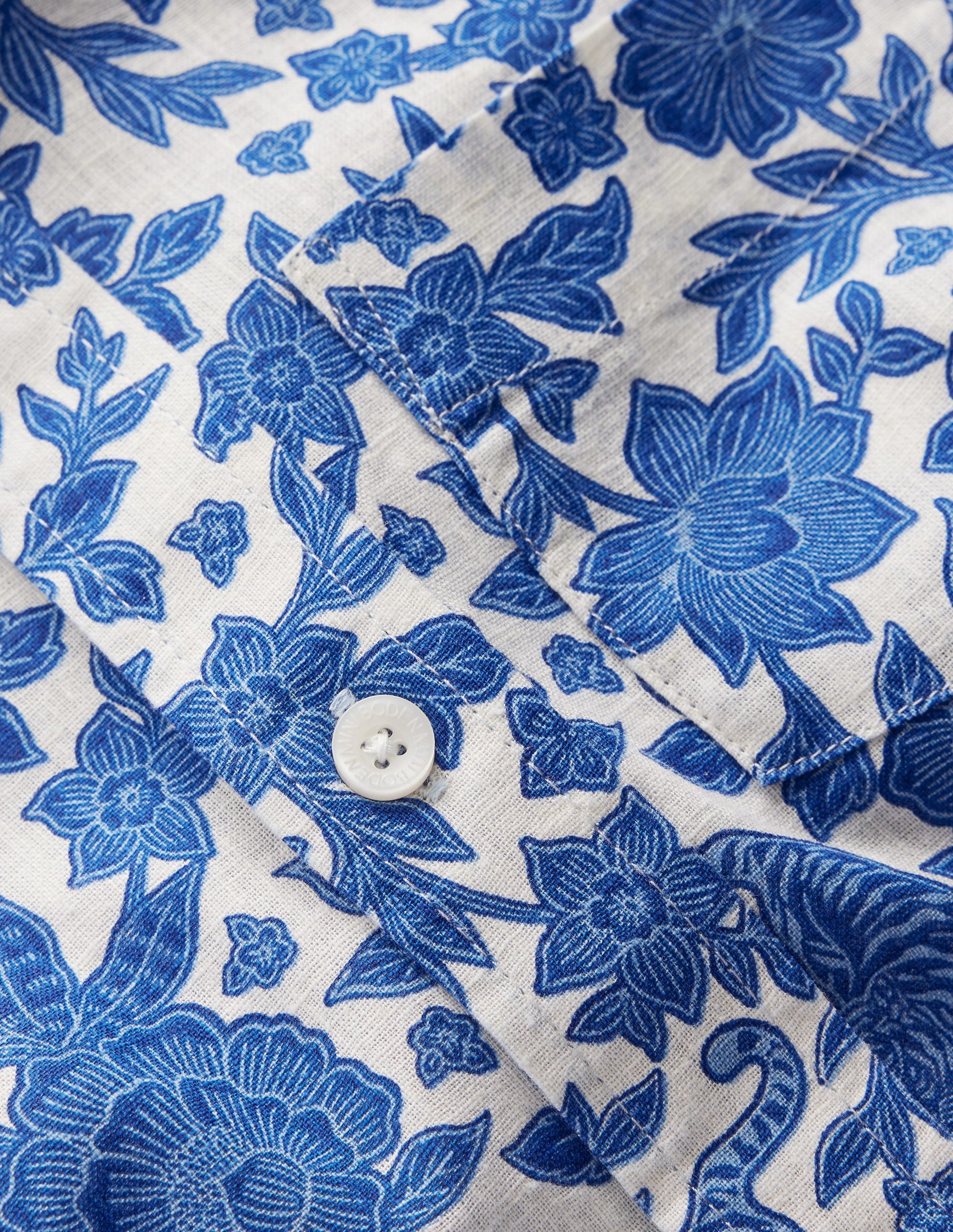 Chemise en coton et lin-Motif xylographique jungle-3