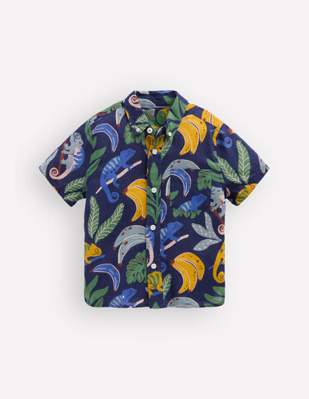 Chemise en coton et lin-Caméléon multi