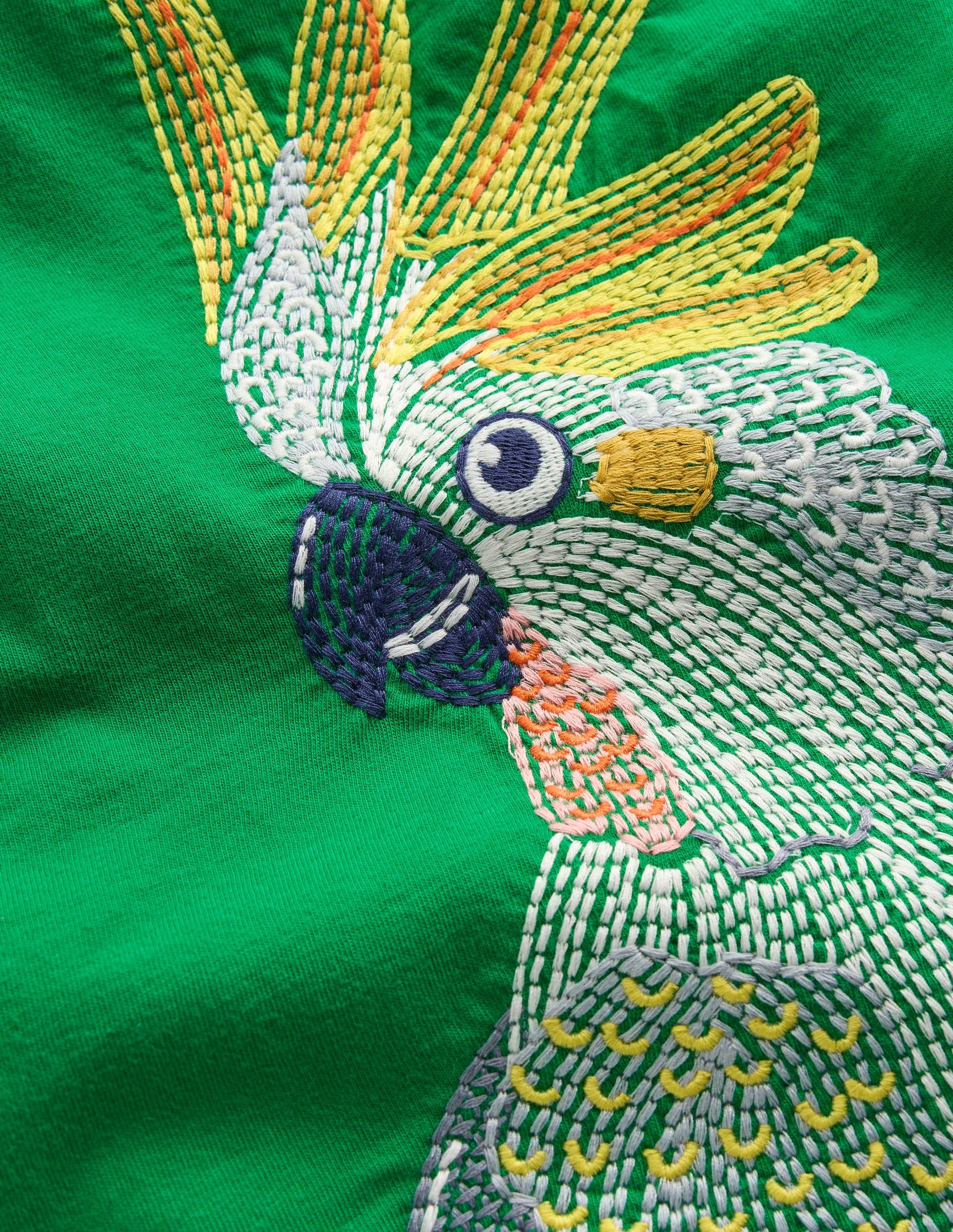 T-shirt à super surpiqûres-Cacatoès vert tambourin-3