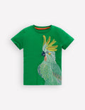 T-shirt à super surpiqûres-Cacatoès vert tambourin