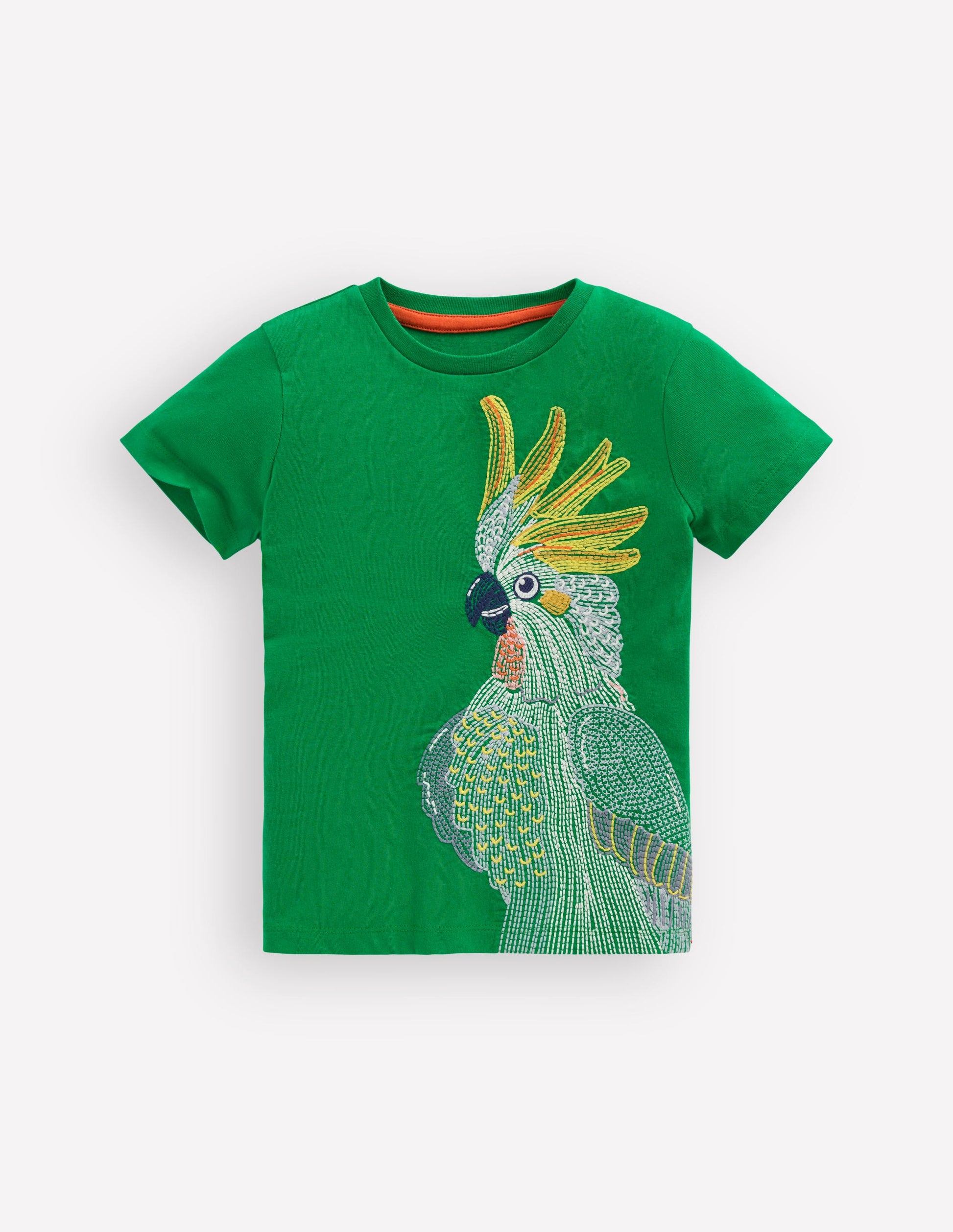 T-shirt à super surpiqûres-Cacatoès vert tambourin-1