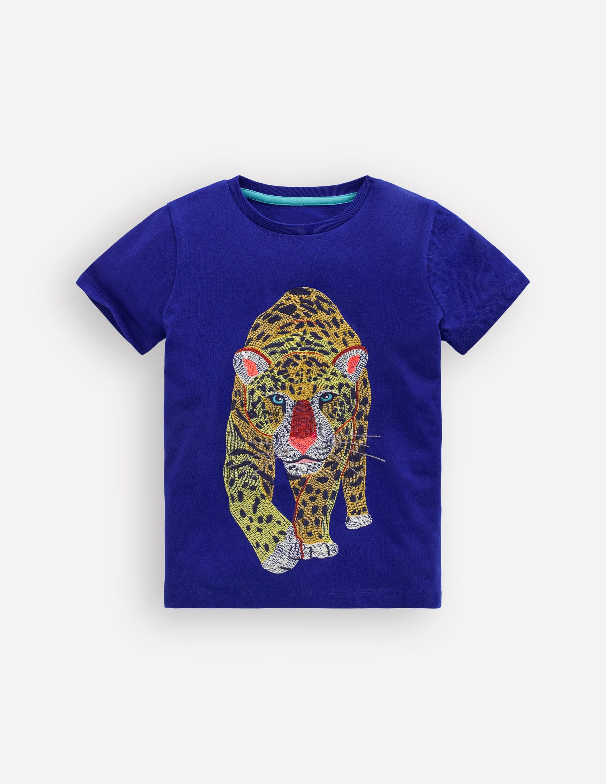 T-Shirt mit Superstitch-Design-Surf The Web-Blau Leopard-2