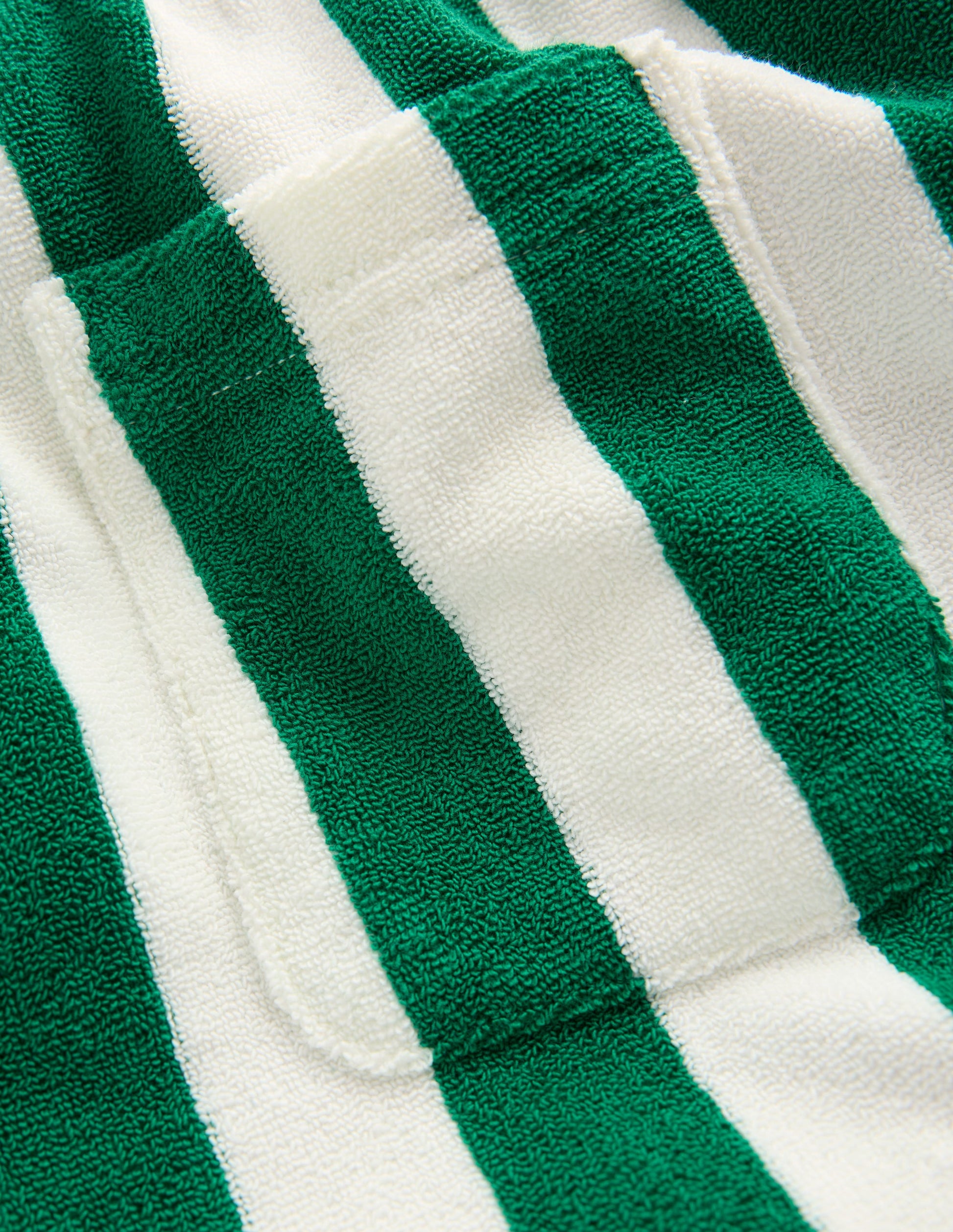 Frottee-Shorts-Grün und Naturweiß Streifen-5