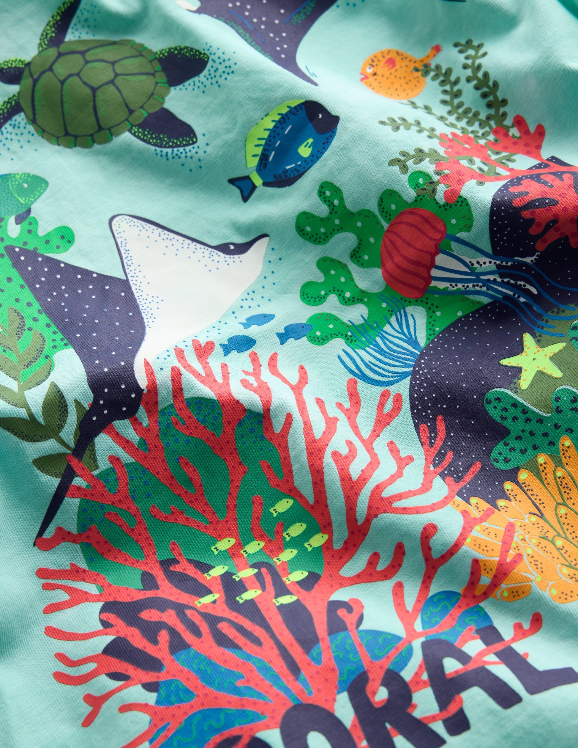 T-Shirt mit Druck auf Vorder- und Rückseite-Batikmuster Korallenriff-6