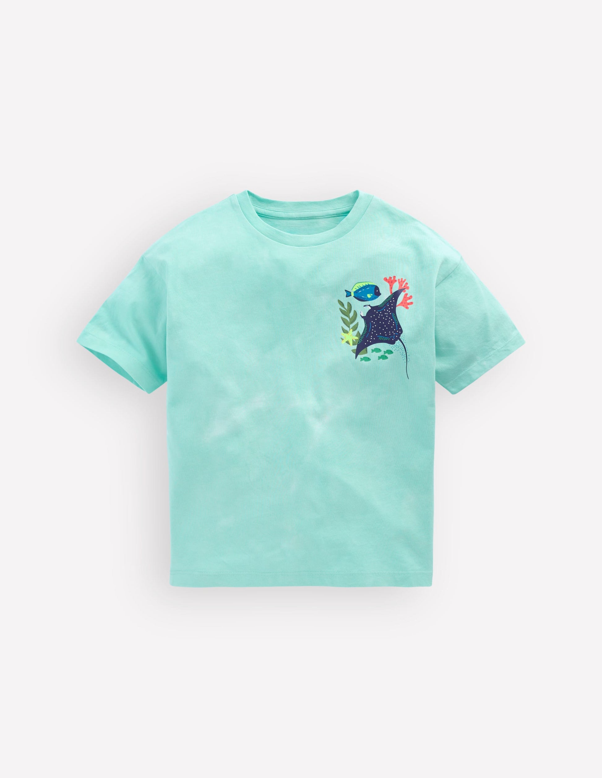 T-Shirt mit Druck auf Vorder- und Rückseite-Batikmuster Korallenriff-4