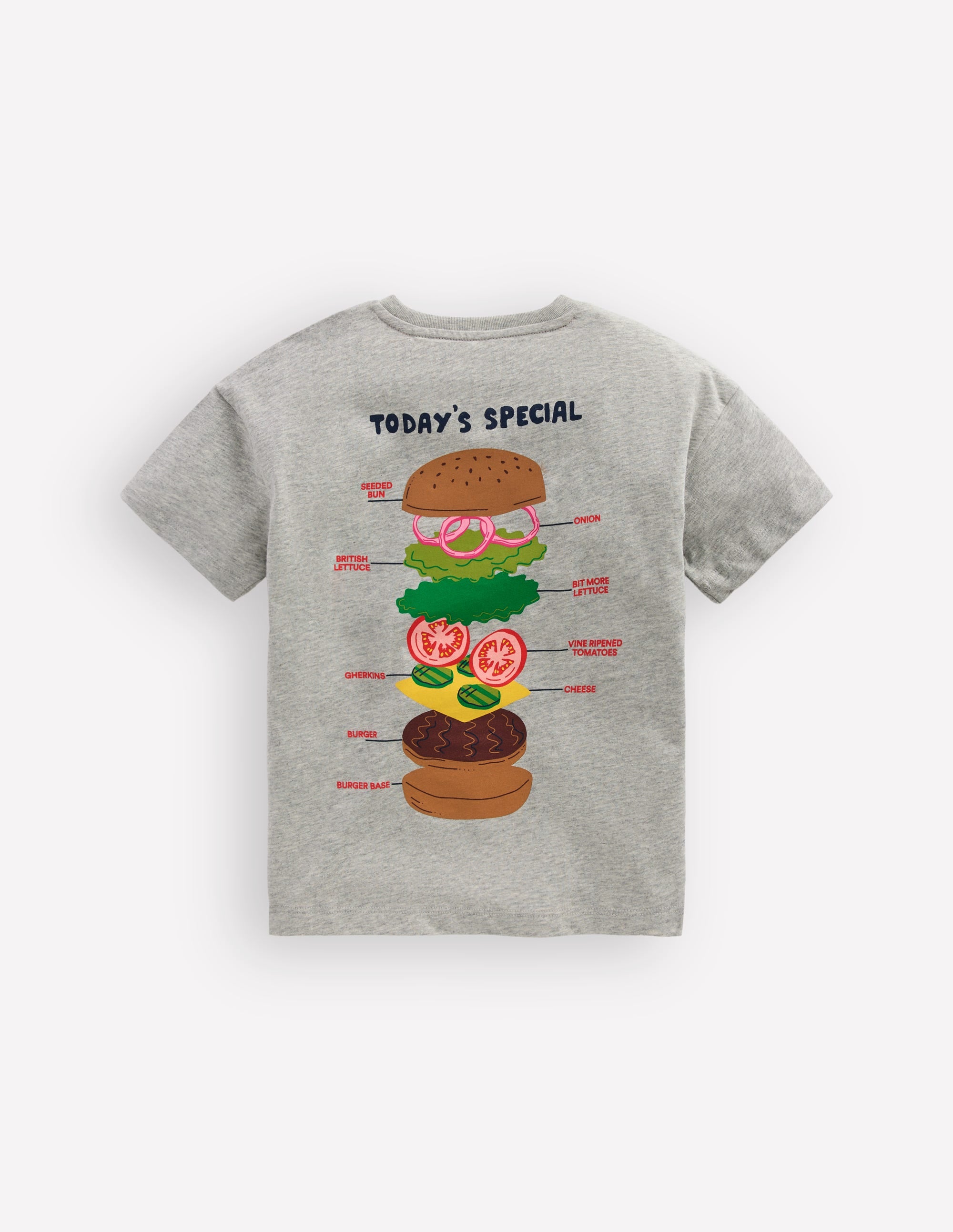 T-Shirt mit Druck auf Vorder- und Rückseite-Grau Meliert Hamburger - Image 4