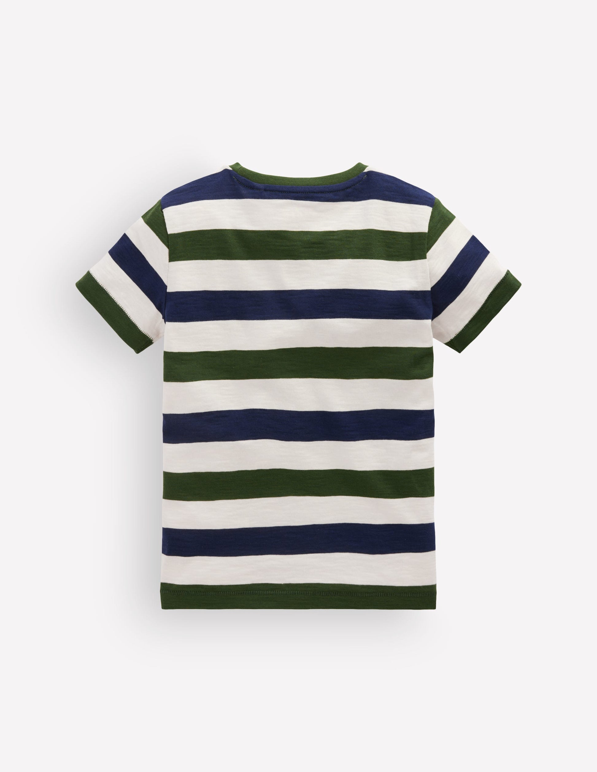 T-Shirt für den Alltag-Grün und Blau Streifen-2