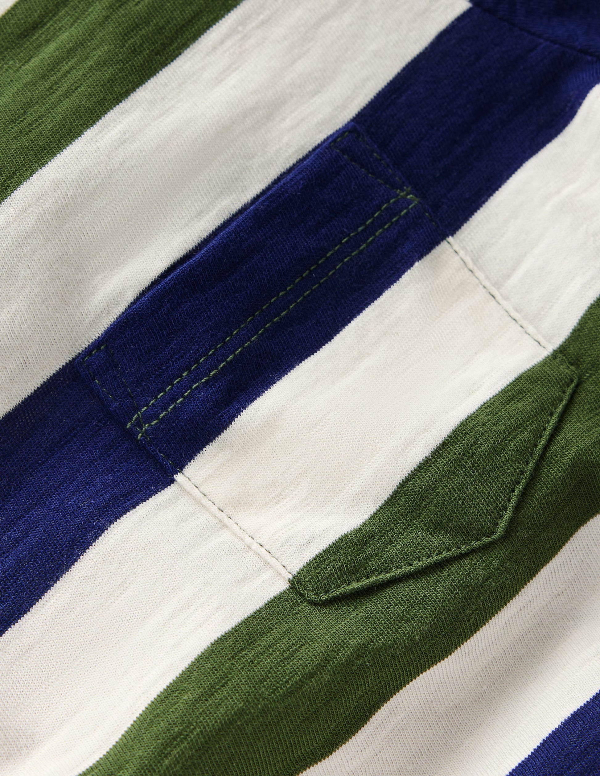 T-Shirt für den Alltag-Grün und Blau Streifen-3