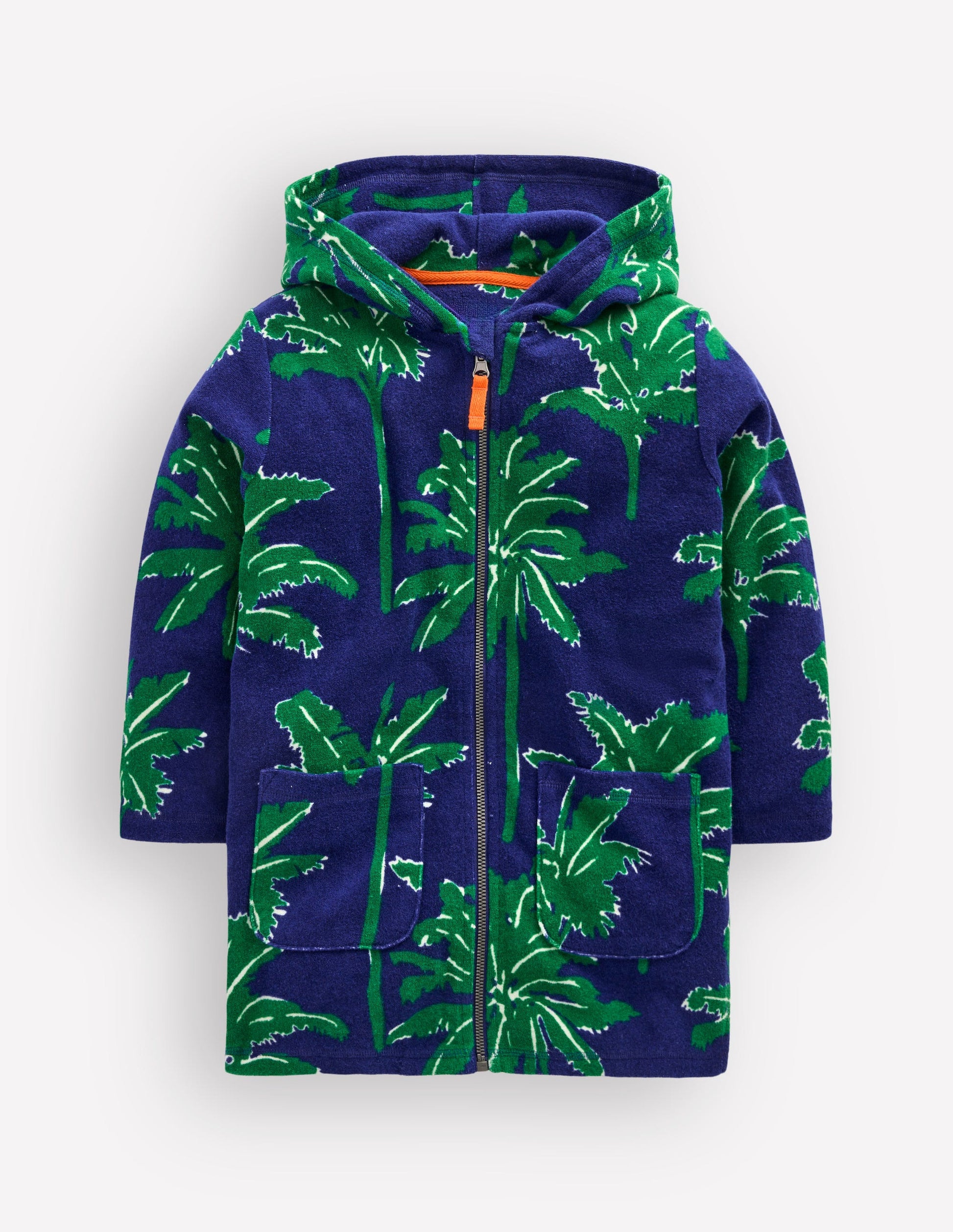 Frottee-Badeponcho mit Reißverschluss-Steuerbordblau Palmen-3