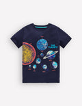 Im Dunkeln leuchtendes T-Shirt-Dunkelblau Weltall