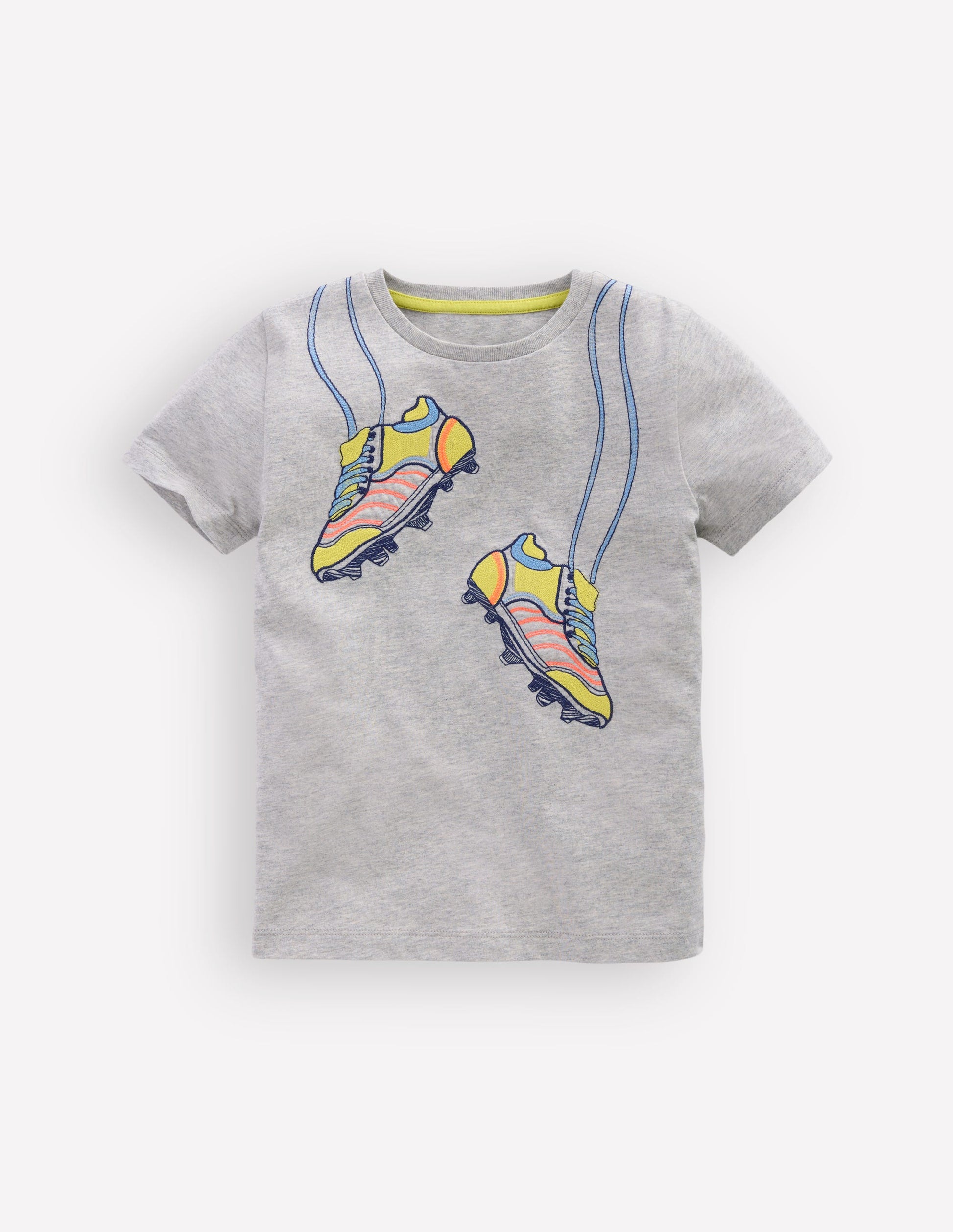 T-Shirt mit Linienstich-Grau meliert Fußballschuhe-3
