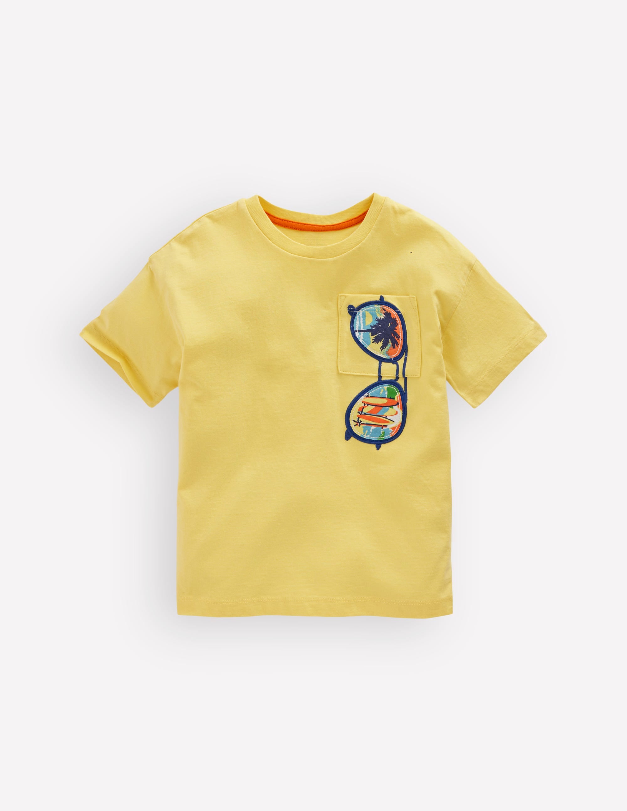 Kurzärmliges T-Shirt mit Aufnäher-Sommerkleid Urlaub Sonnenbrille - Image 2