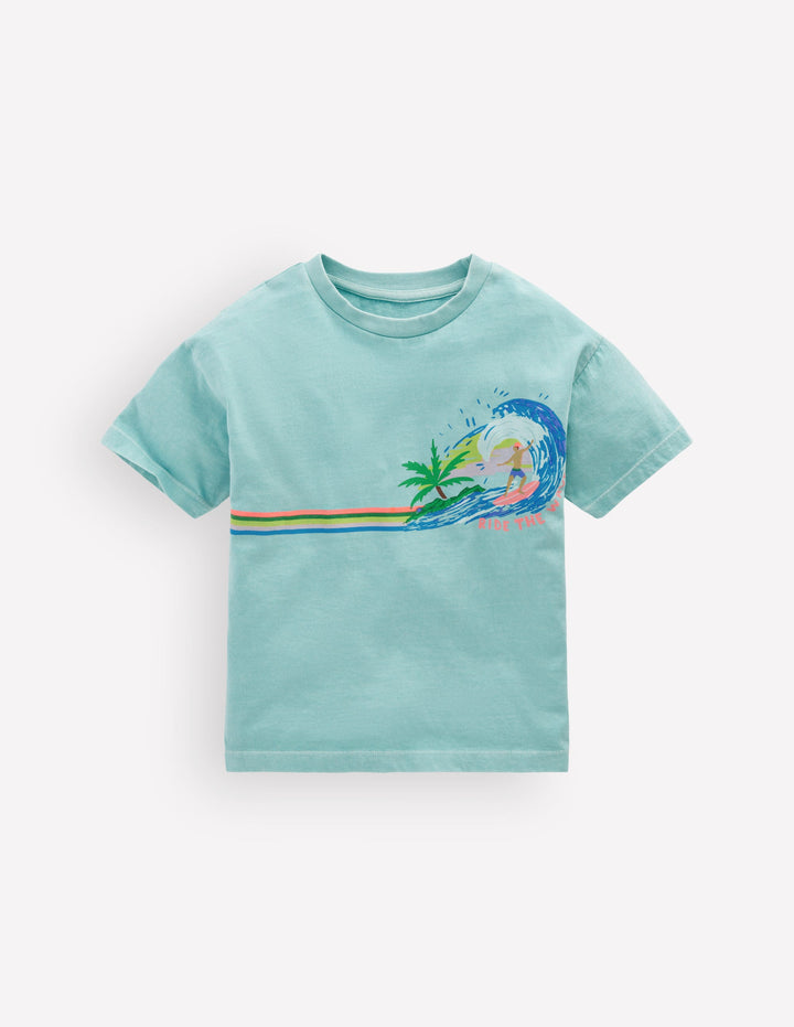 Lockeres T-Shirt mit Grafik-Nilblau Surfen