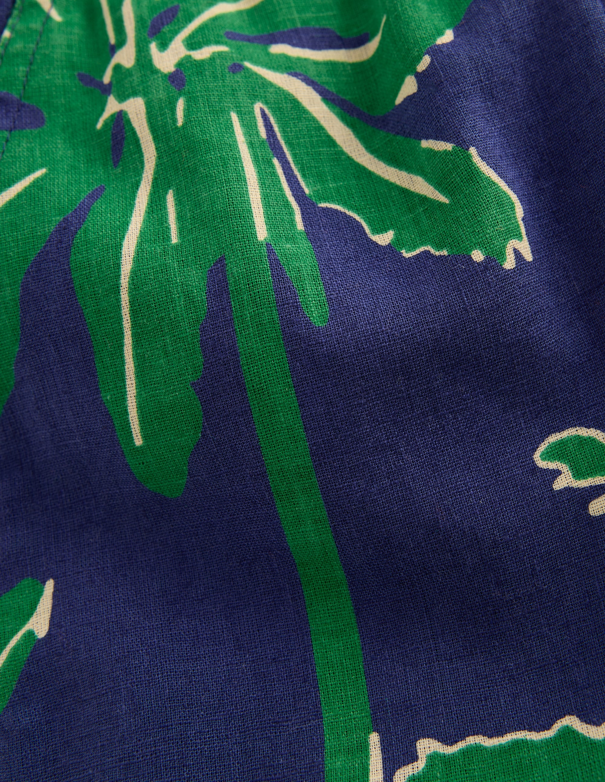 Short en coton et lin-Palmiers verts - Image 3
