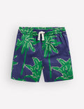 Short en coton et lin-Palmiers verts