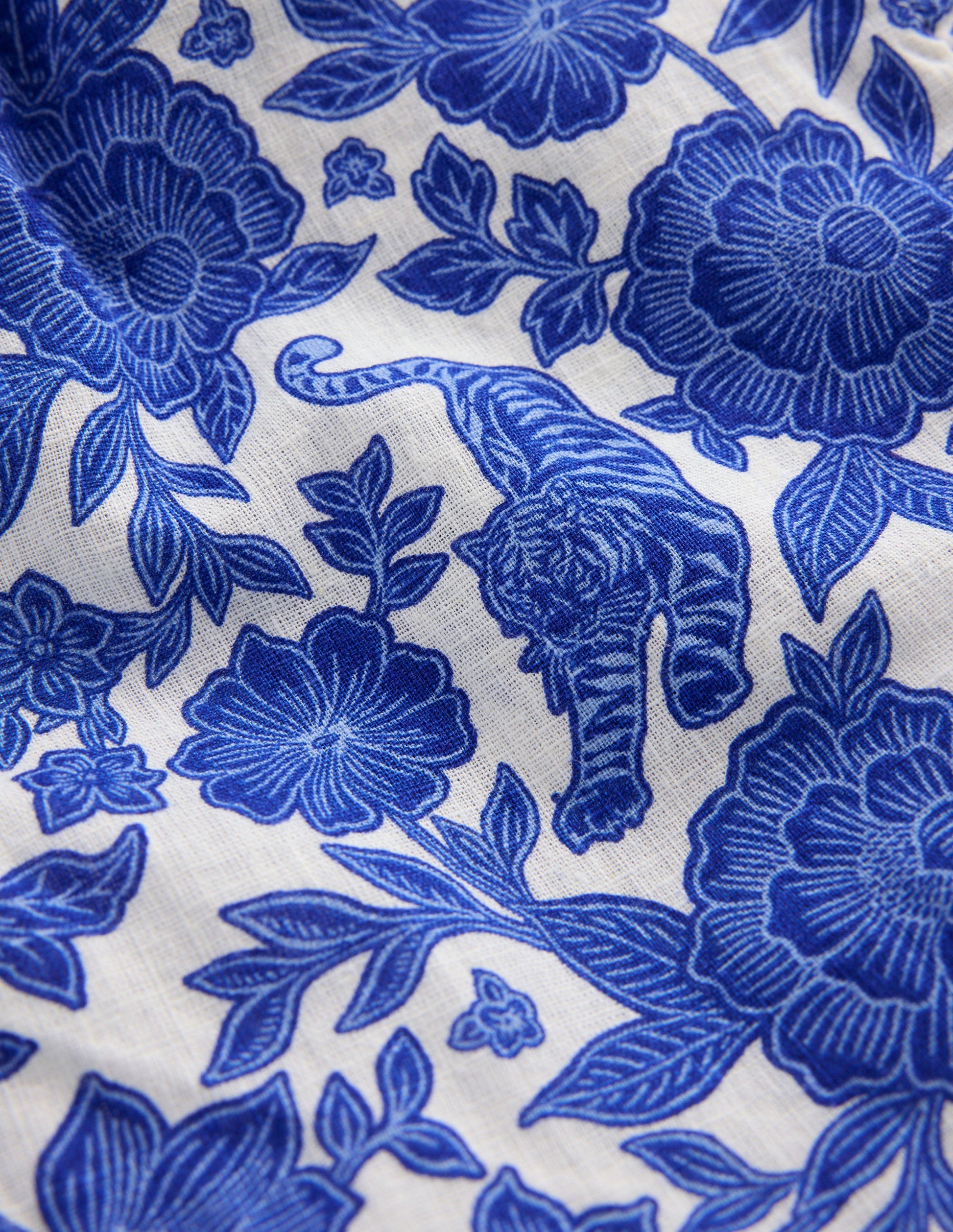 Cotton Linen Shorts-Jungle Woodblock-3