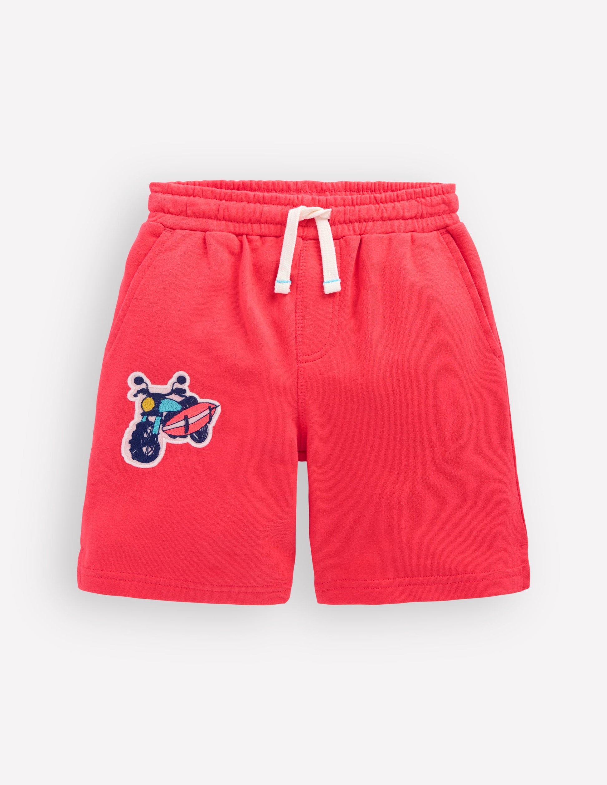 Shorts mit Superstitch-Aufnäher-Marmeladenrot Urlaub-1