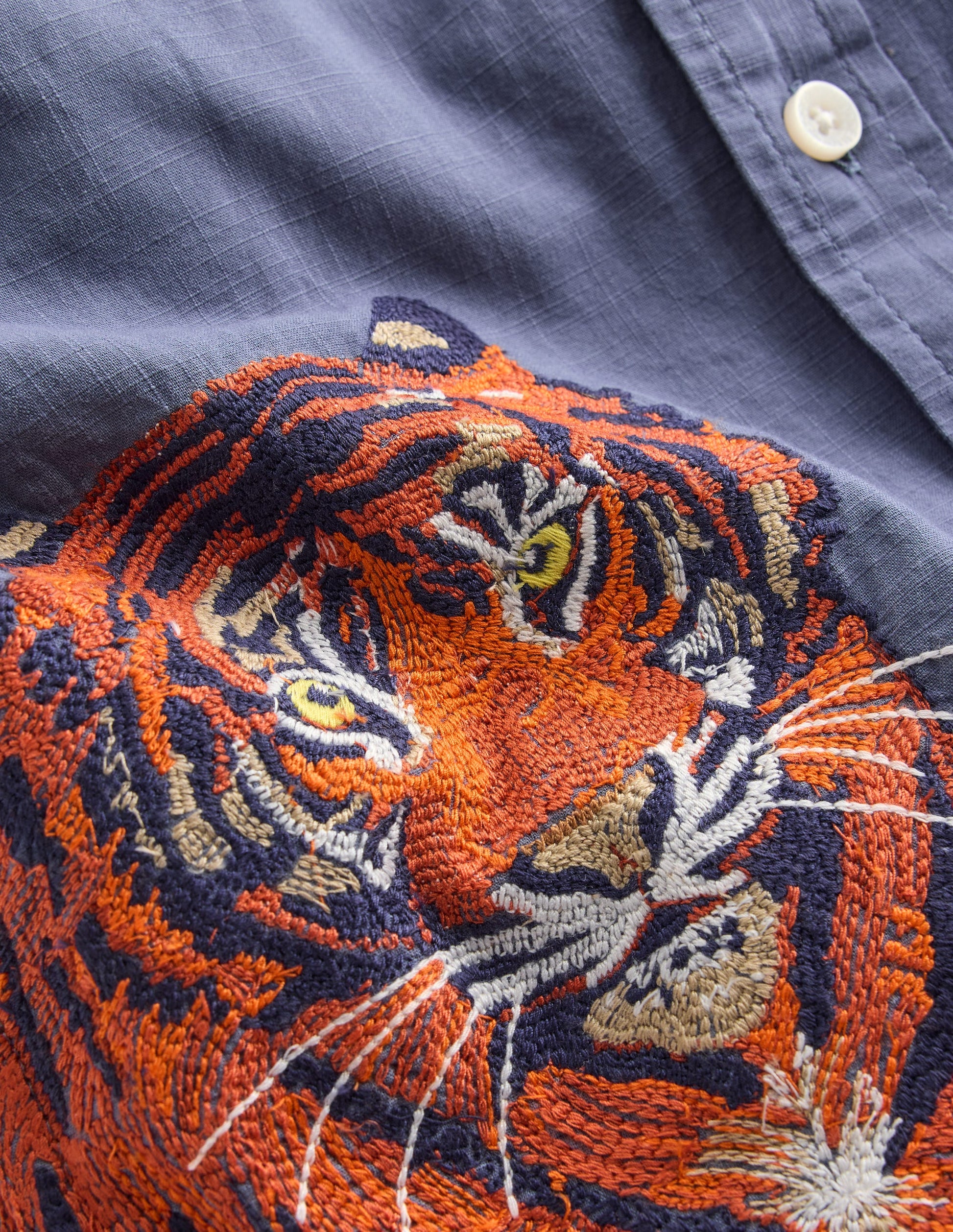 Hemd mit Superstitch-Vintage Indigoblau Tiger-3