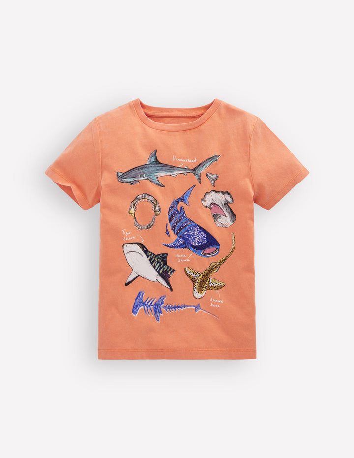 T-Shirt mit Vintage-Waschung und Grafik-ORANGE HAIE