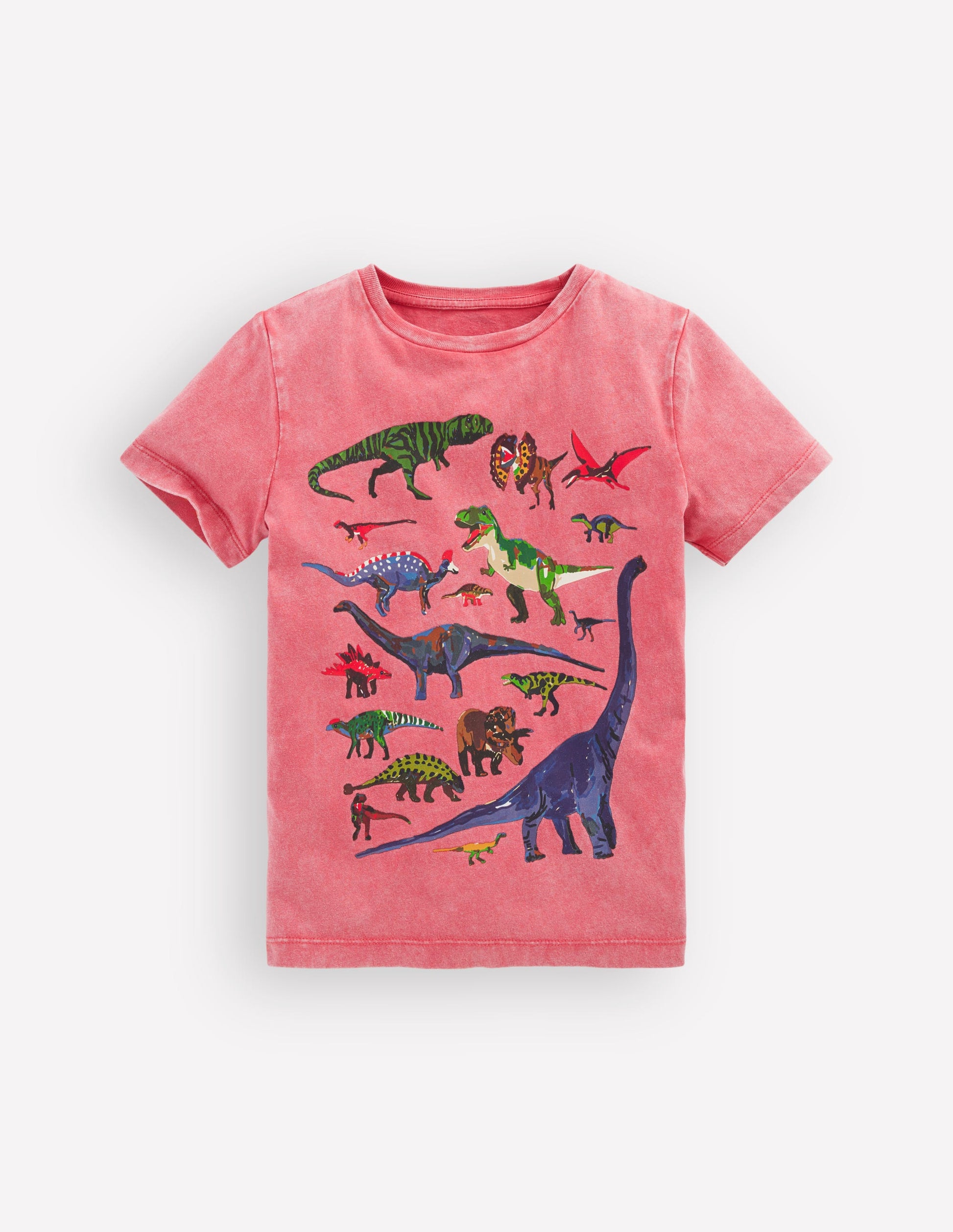 T-Shirt mit Vintage-Waschung und Grafik-Rot Dino-2