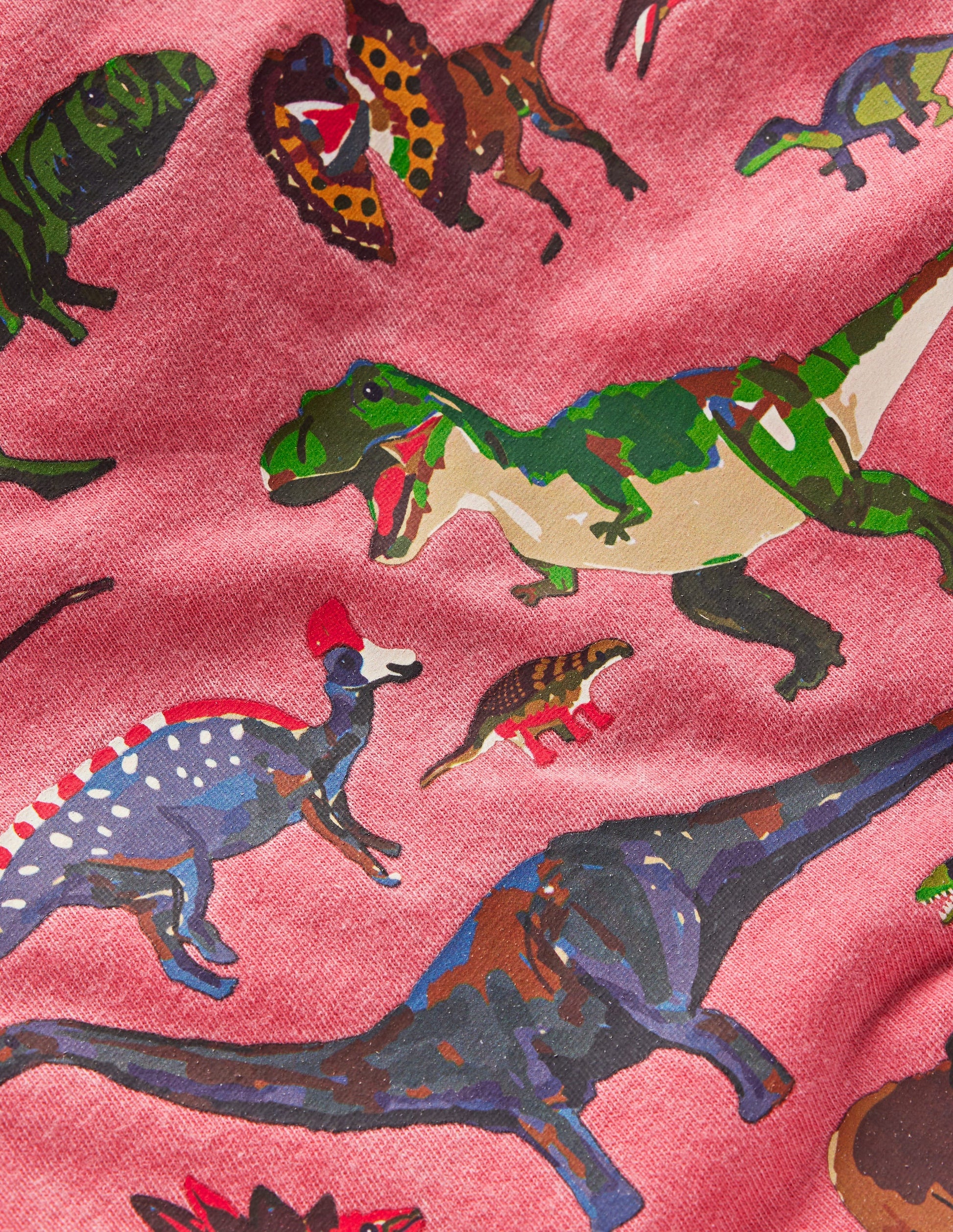 T-Shirt mit Vintage-Waschung und Grafik-Rot Dino-4