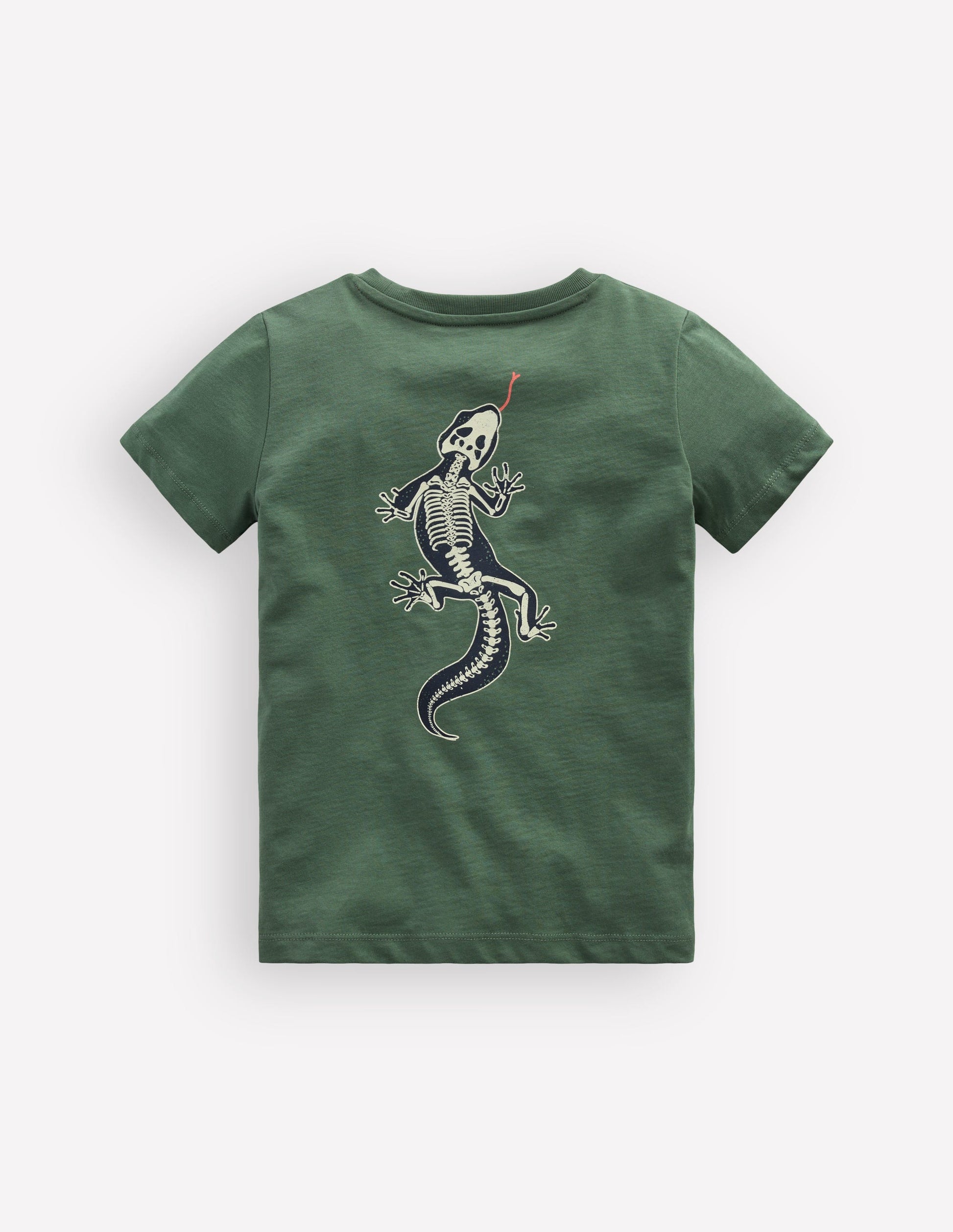 Langarmshirt mit im Dunkeln leuchtender Grafik vorn und hinten-Flaschengrün, Eidechsen-Röntgenbild-4