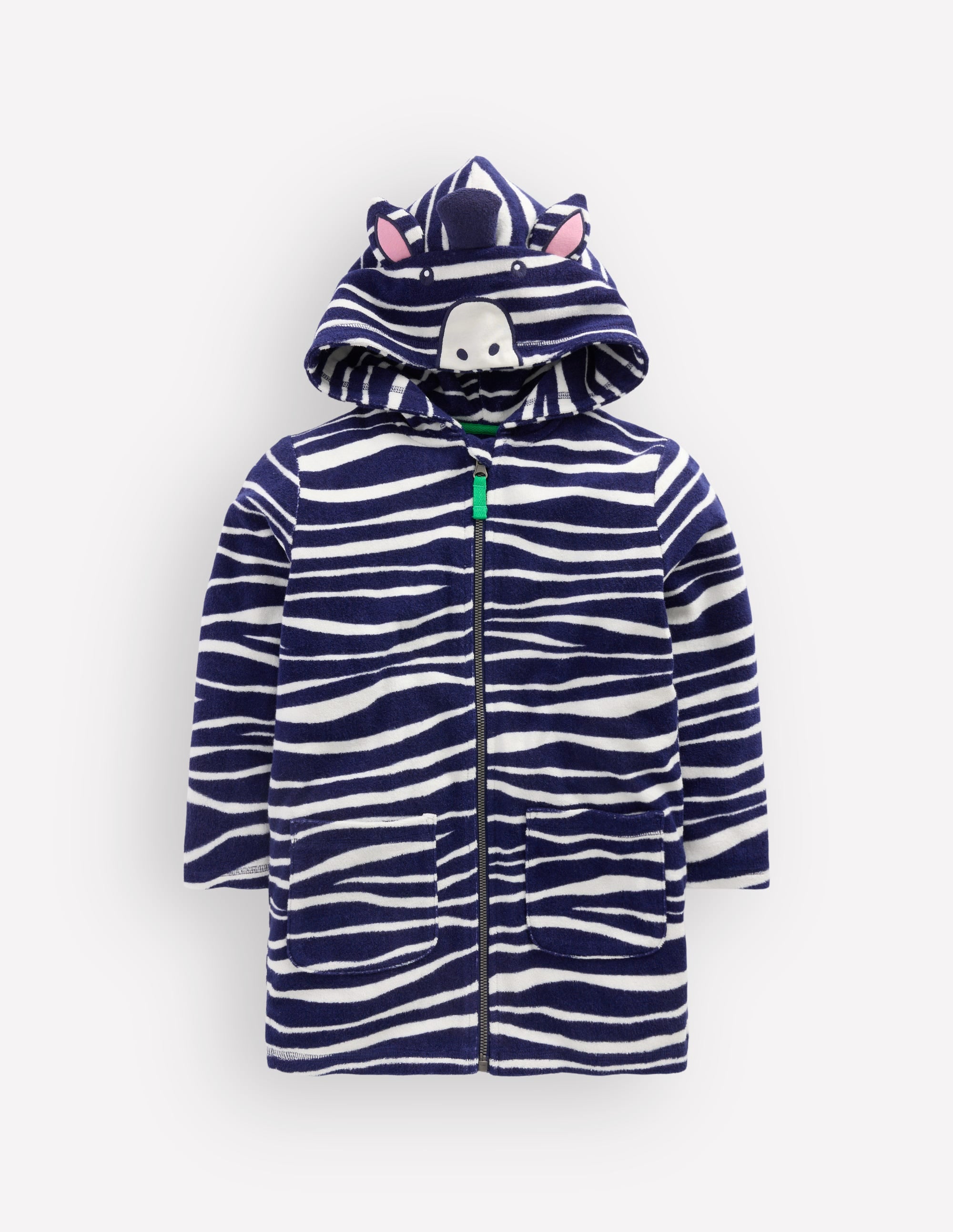 Origineller Frottee-Badeponcho mit Reißverschluss-Zebramuster - Image 3