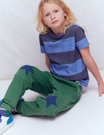 Bas de jogging à genoux renforcés-Genou étoilé bleu épicéa-3