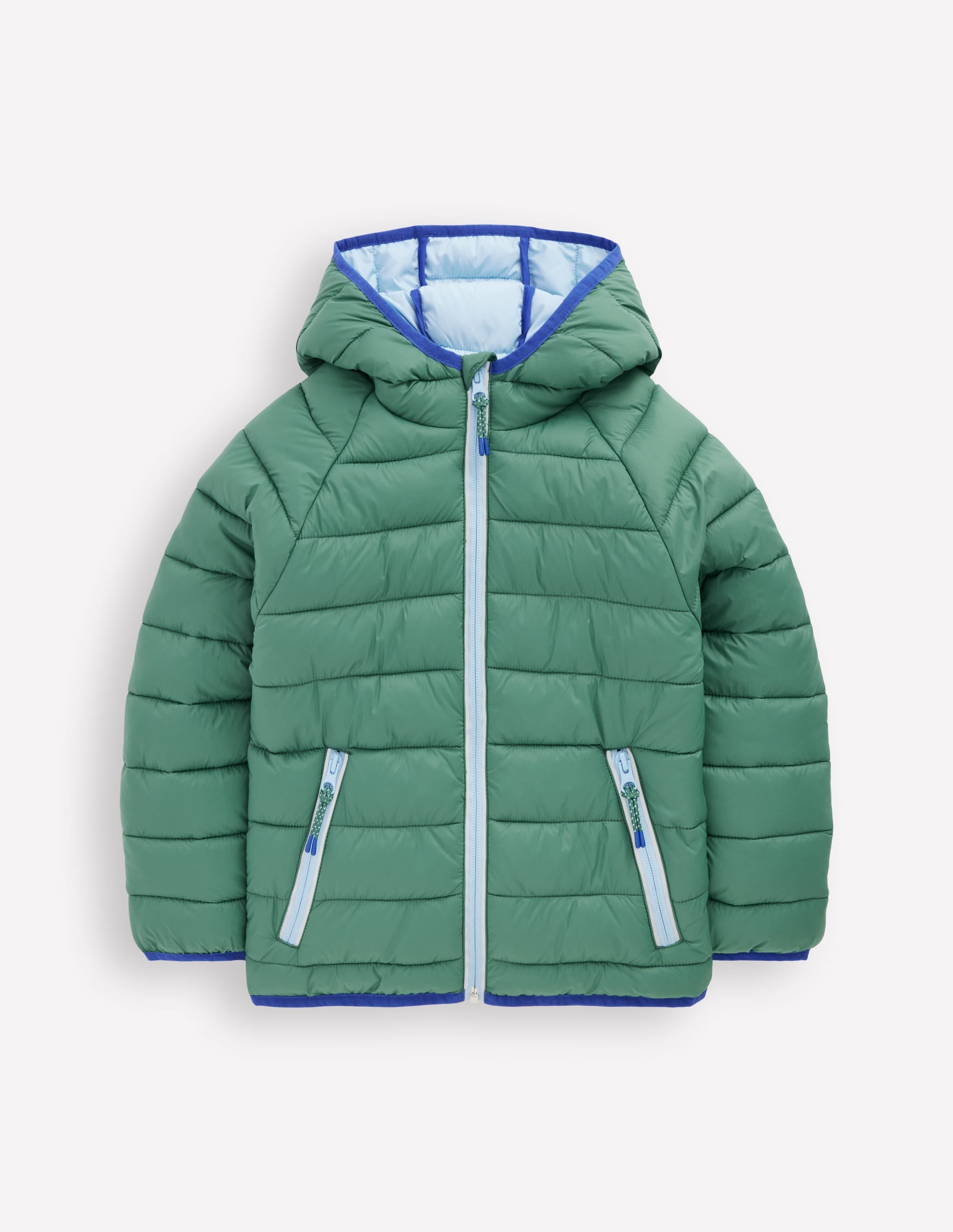 Bequem verstaubare, wattierte Jacke-Grün und Blau - Image 1