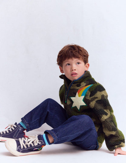 Kuschelige Teddyfell-Jacke-Tarnmuster Aufnäher-3