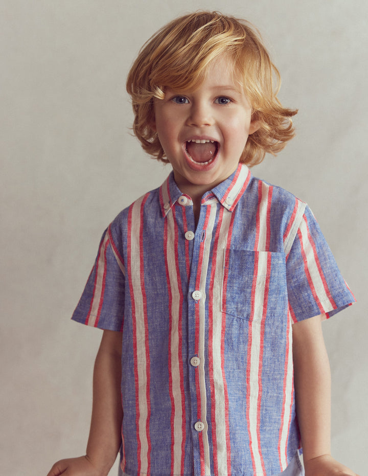 Chemise indigo Liberty® à motifs fleurs garçon Chemise indigo Liberty® à motifs fleurs garçon