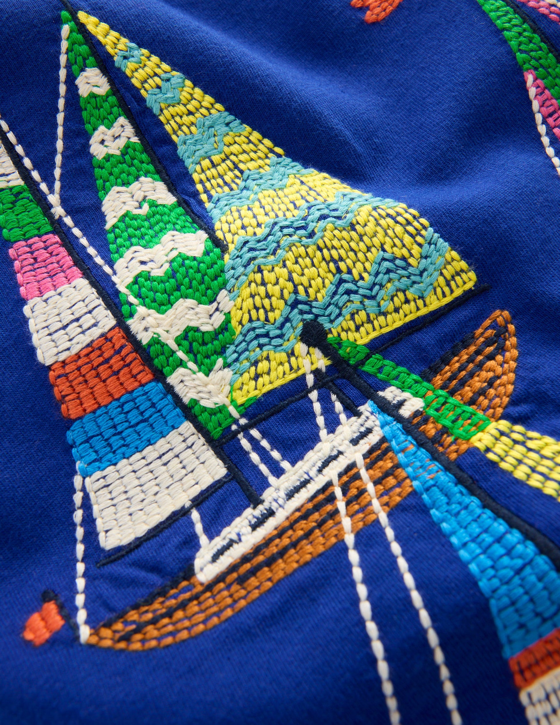 T-shirt à super surpiqûres-Bateaux bleu mazarine-3