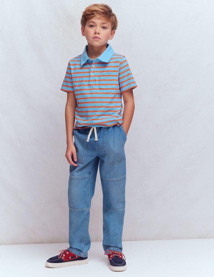 Jeans mit verstärktem Knie-Mittelblaue Waschung