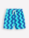 Frottee-Shorts-Saphirblau Wellen