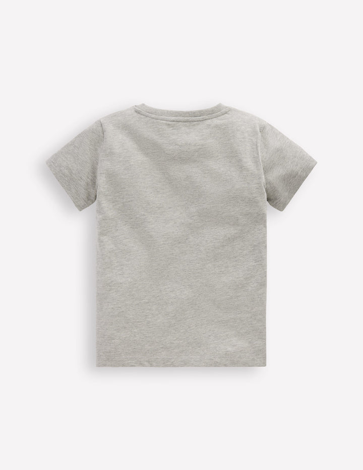 T-shirt fille motif fantaisie manches courtes volantées anthracite T-shirt fille motif fantaisie manches courtes volantées anthracite