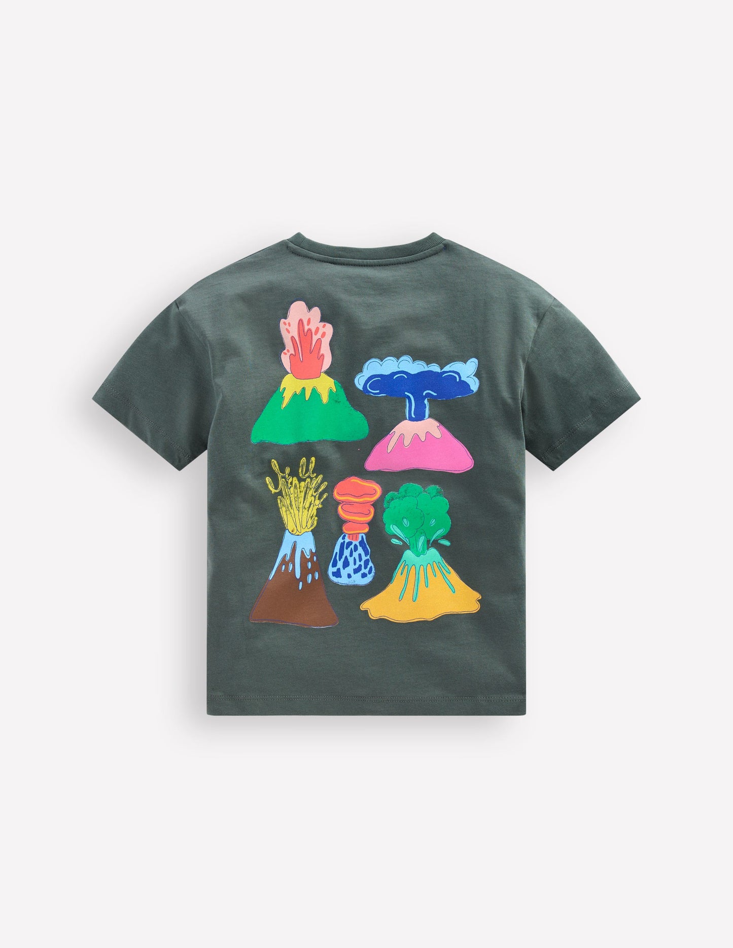 T-Shirt mit Druck auf Vorder- und Rückseite-Anthrazit Vulkane